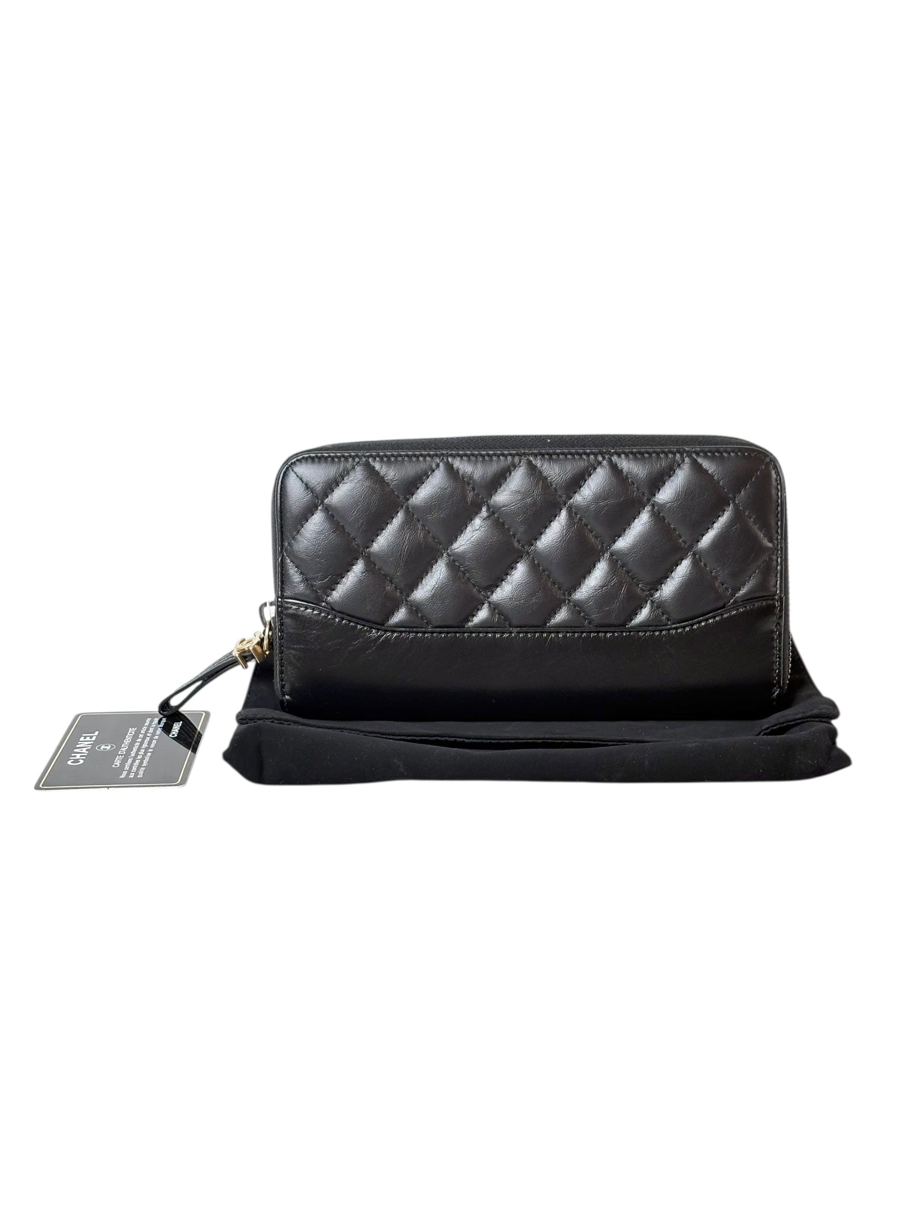 Chanel Black Boy Long Zip Wallet