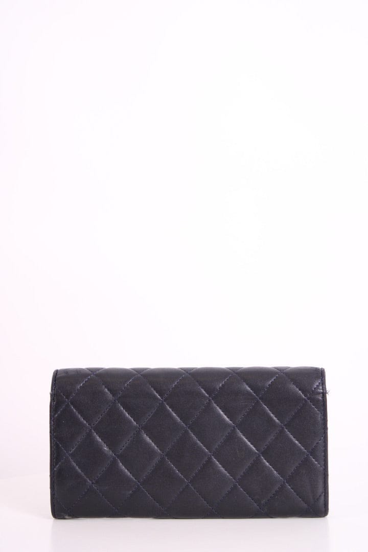 Chanel Lamb Skin long Purse Navy