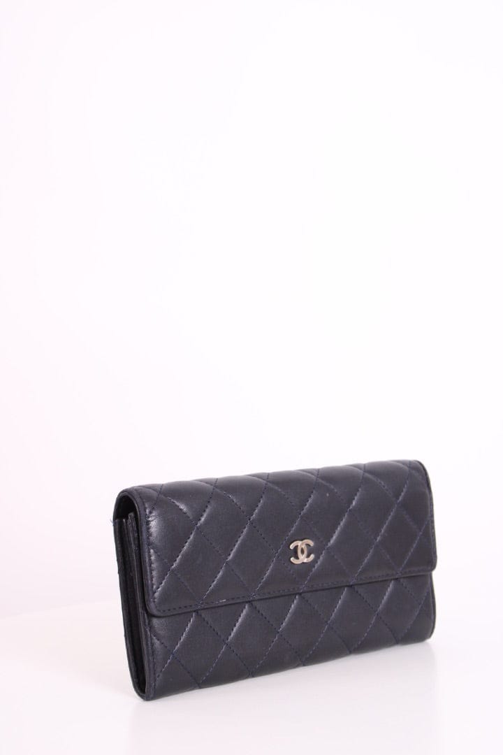 Chanel Lamb Skin long Purse Navy