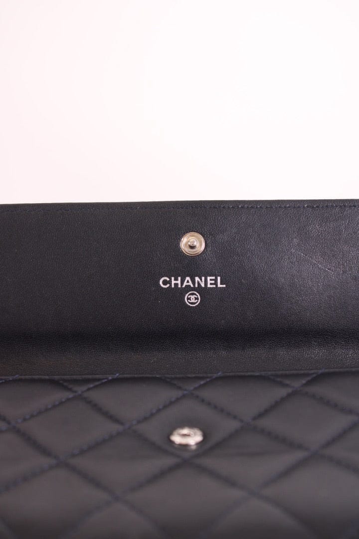 Chanel Lamb Skin long Purse Navy