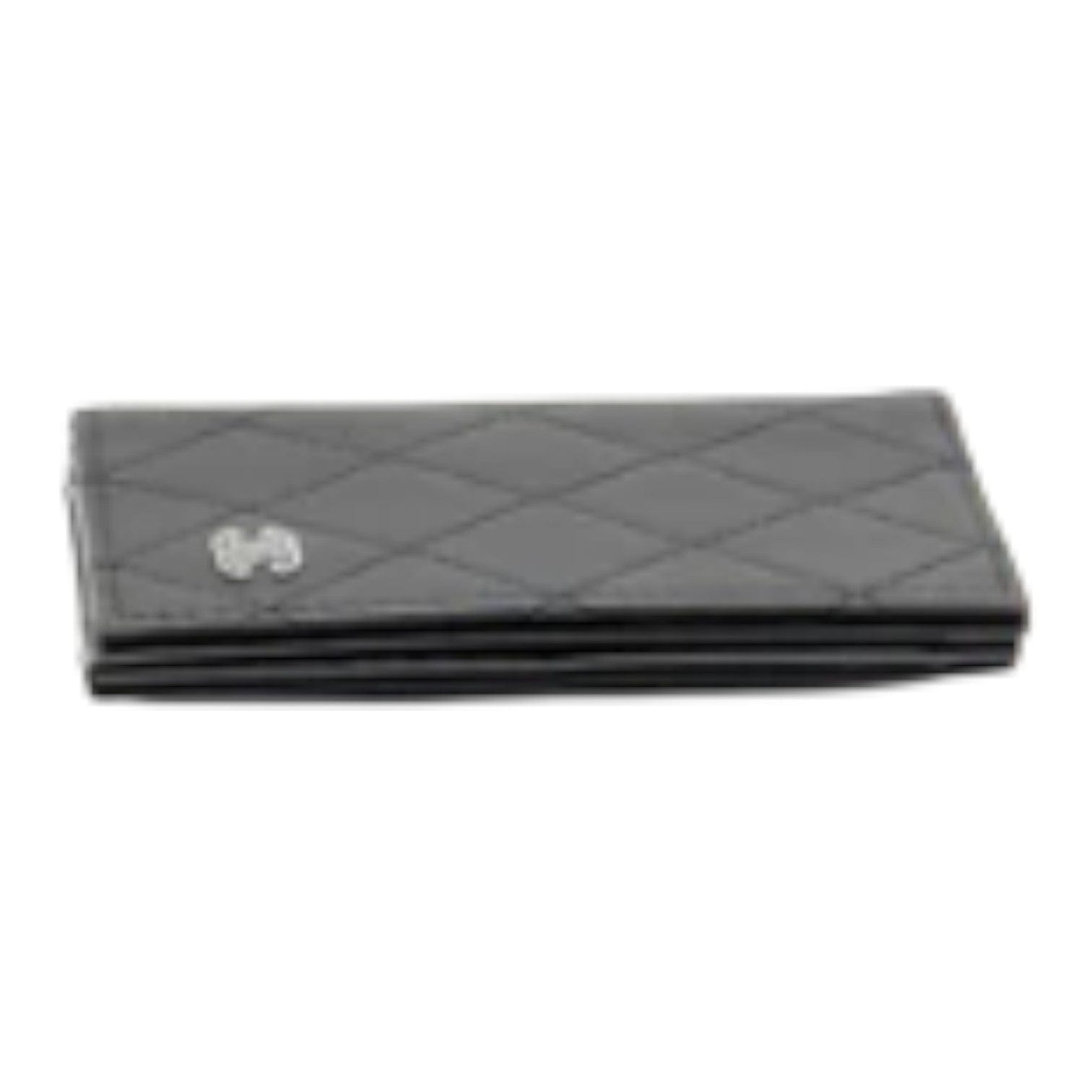 Chanel Quilted CC Card Holder Calfskin Black With Black Hardware (Microchip) - GIFTABLE