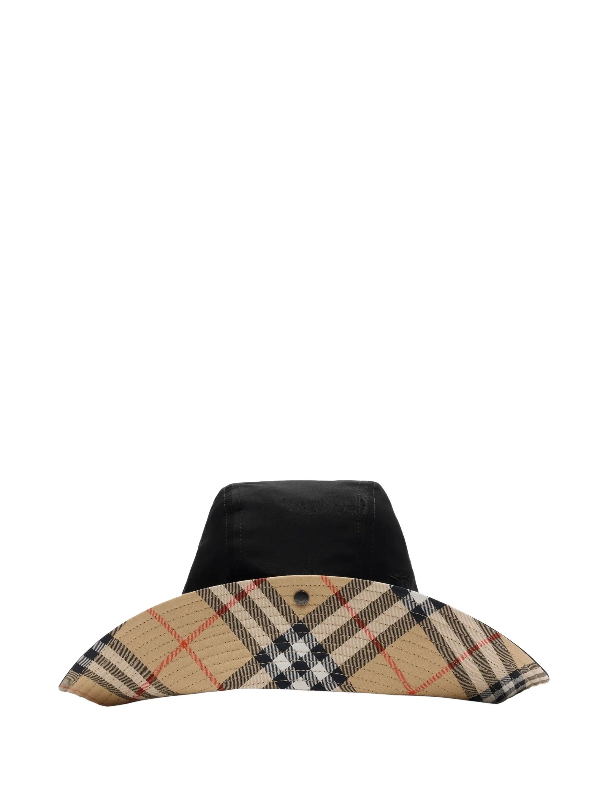 Burberry check brim gabardine hat