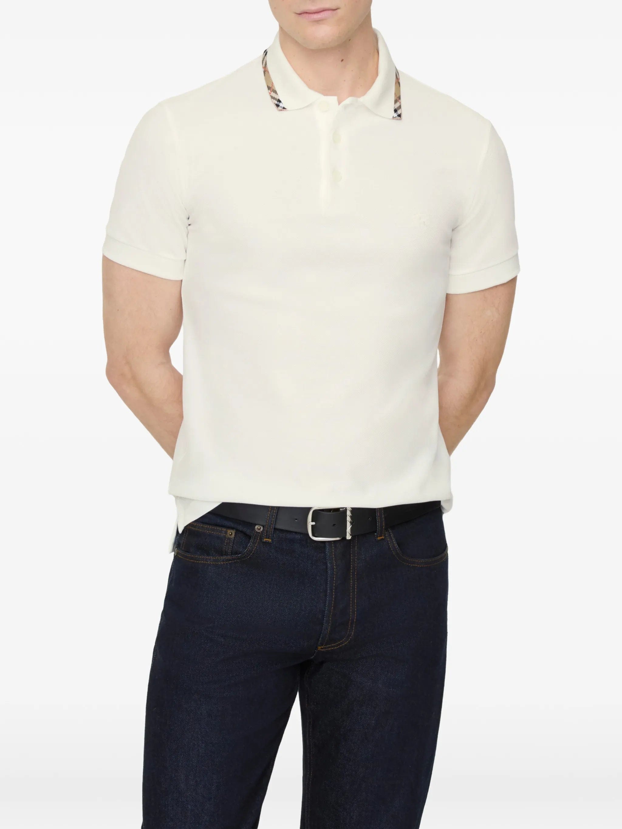 Burberry Check trim cotton polo shirt