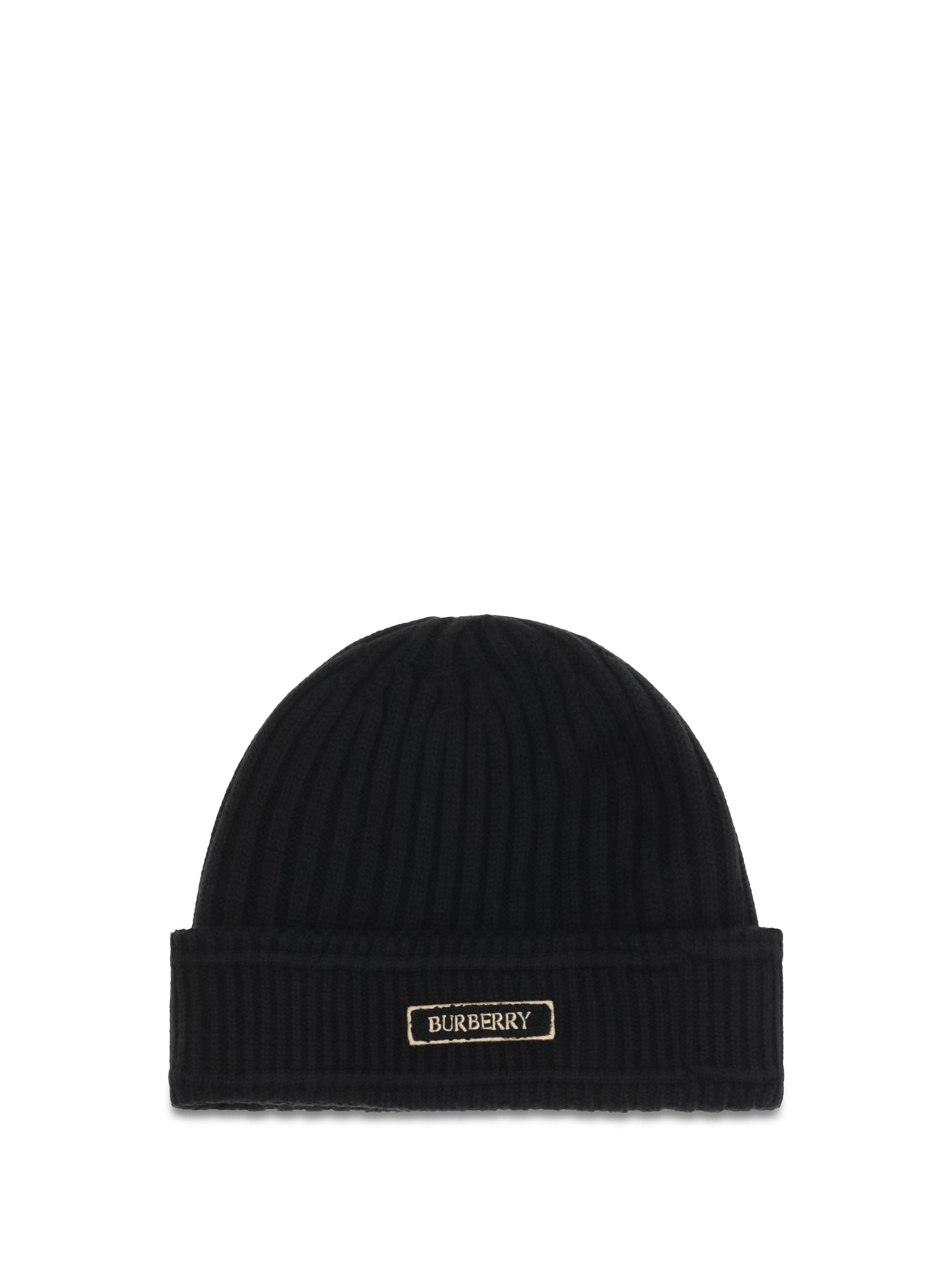Burberry 8103340 Ribbed Merino Wool Beanie — Black
