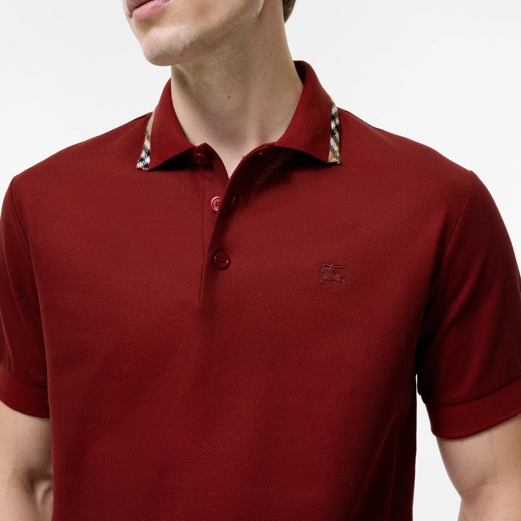 Burberry Check Trim Cotton Polo Shirt