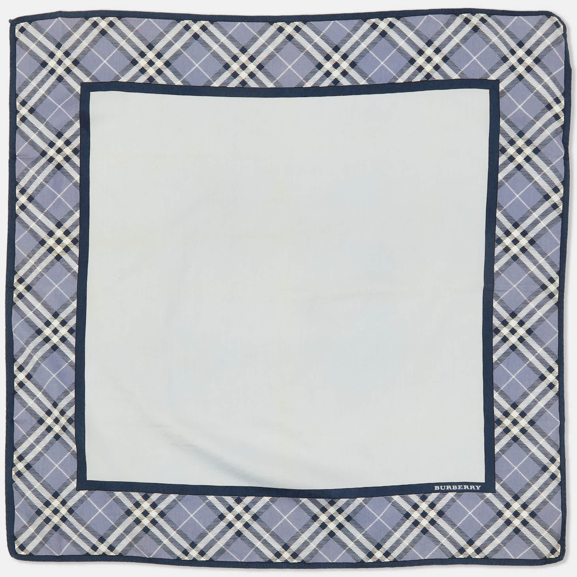 Burberry Blue Checked Cotton Handkerchief