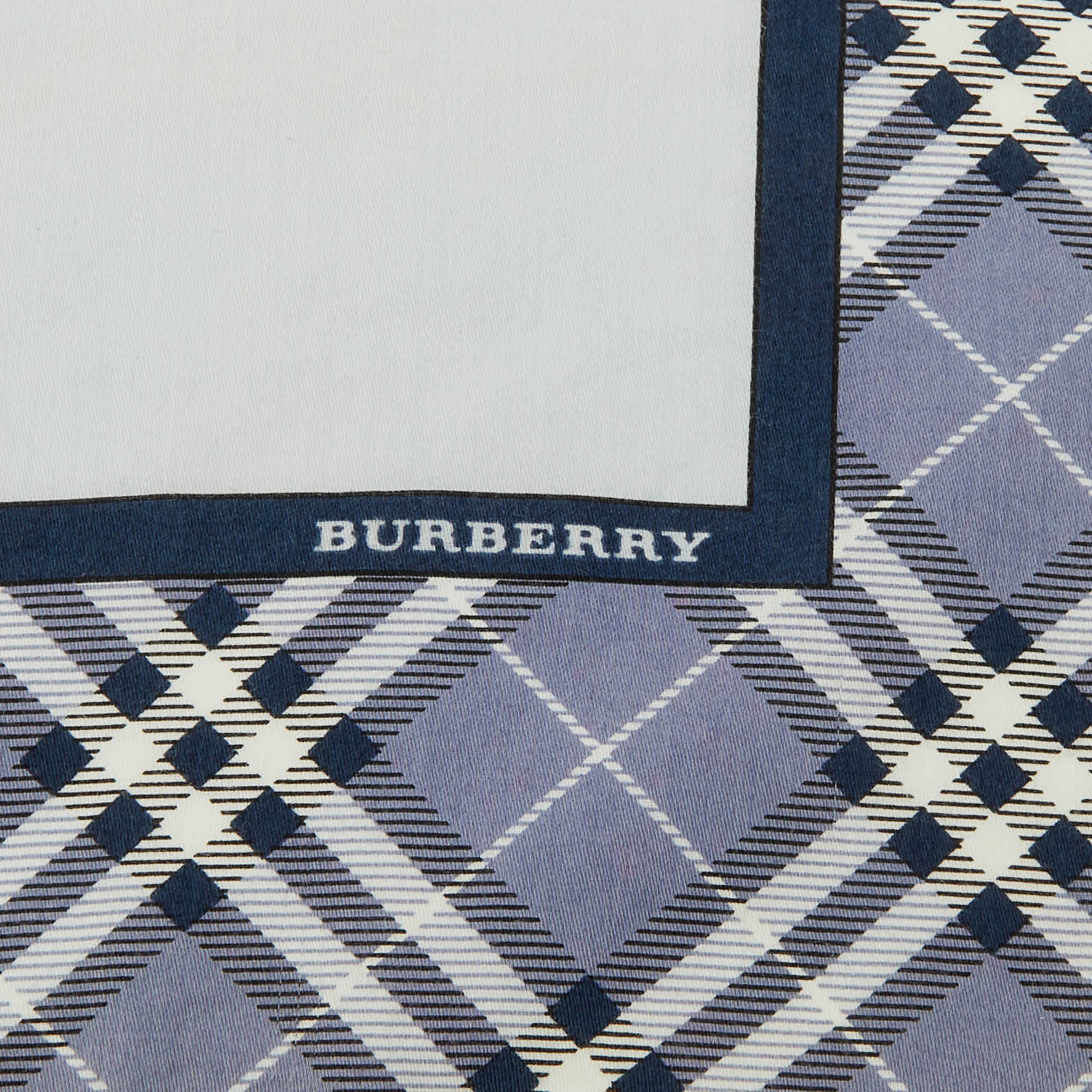 Burberry Blue Checked Cotton Handkerchief