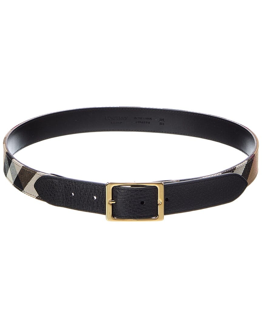 Burberry House Check Canvas & Leather Belt