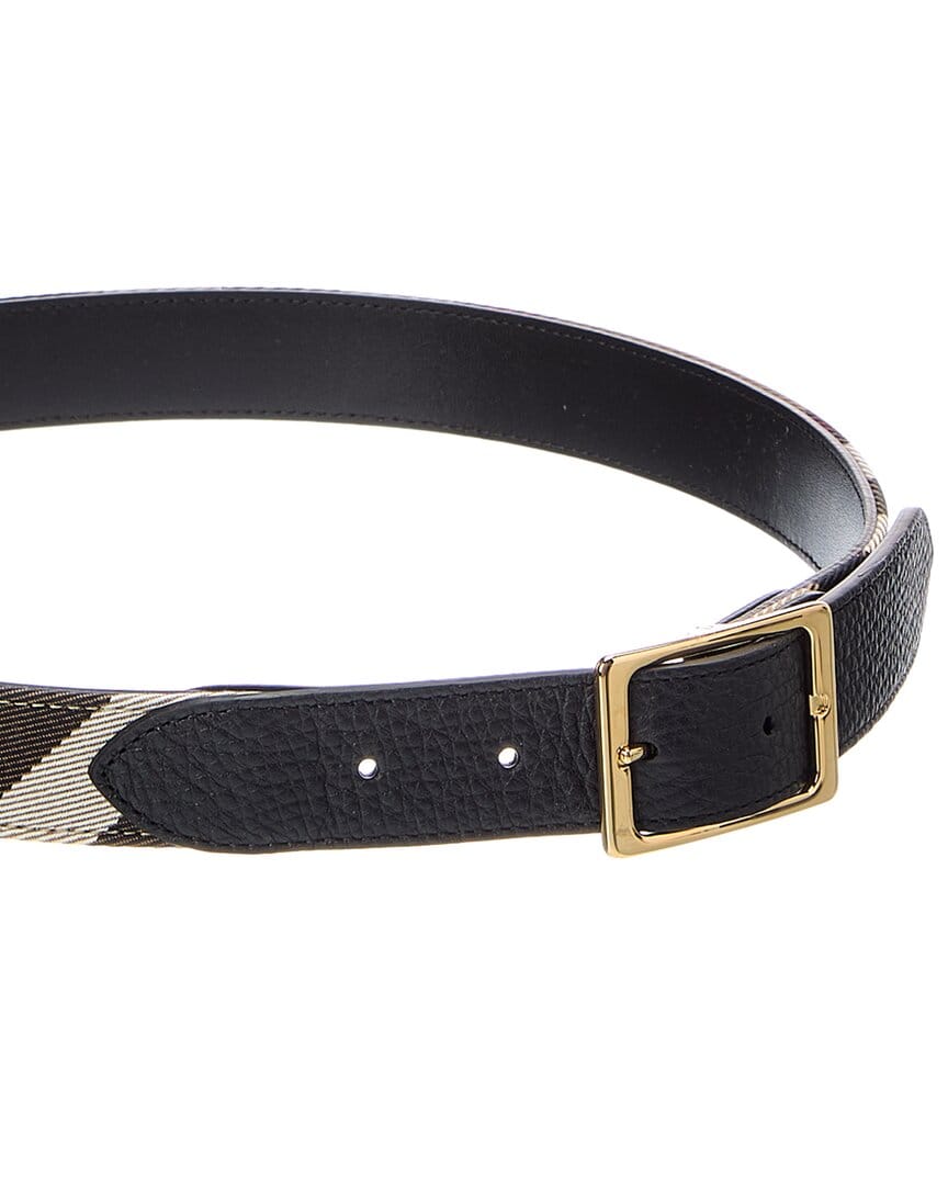 Burberry House Check Canvas & Leather Belt
