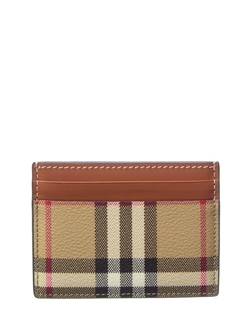 Burberry Check E - Canvas & Leather Card Holder