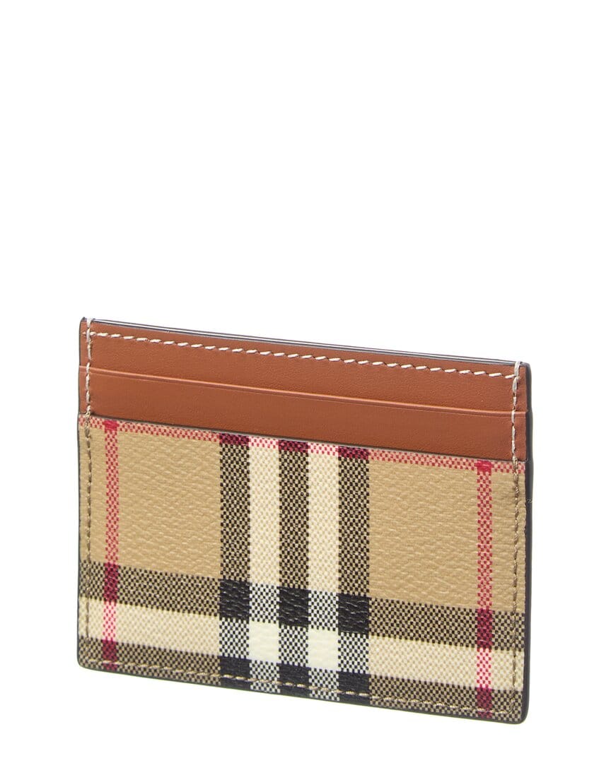 Burberry Check E - Canvas & Leather Card Holder