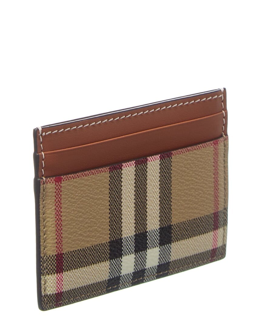 Burberry Check E - Canvas & Leather Card Holder