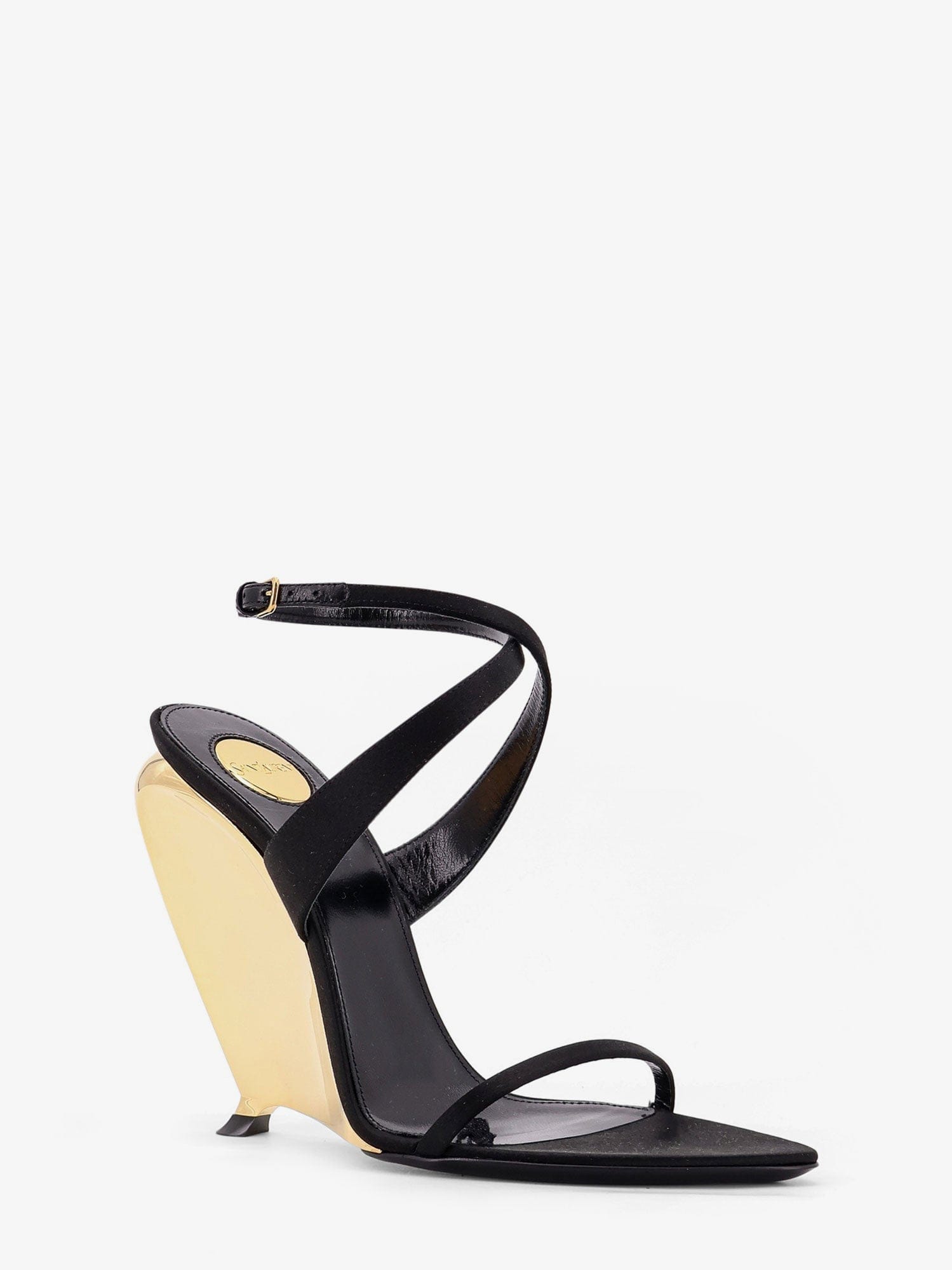 Saint Laurent Tallulah 110 satin sandals with sculptural wedge heel