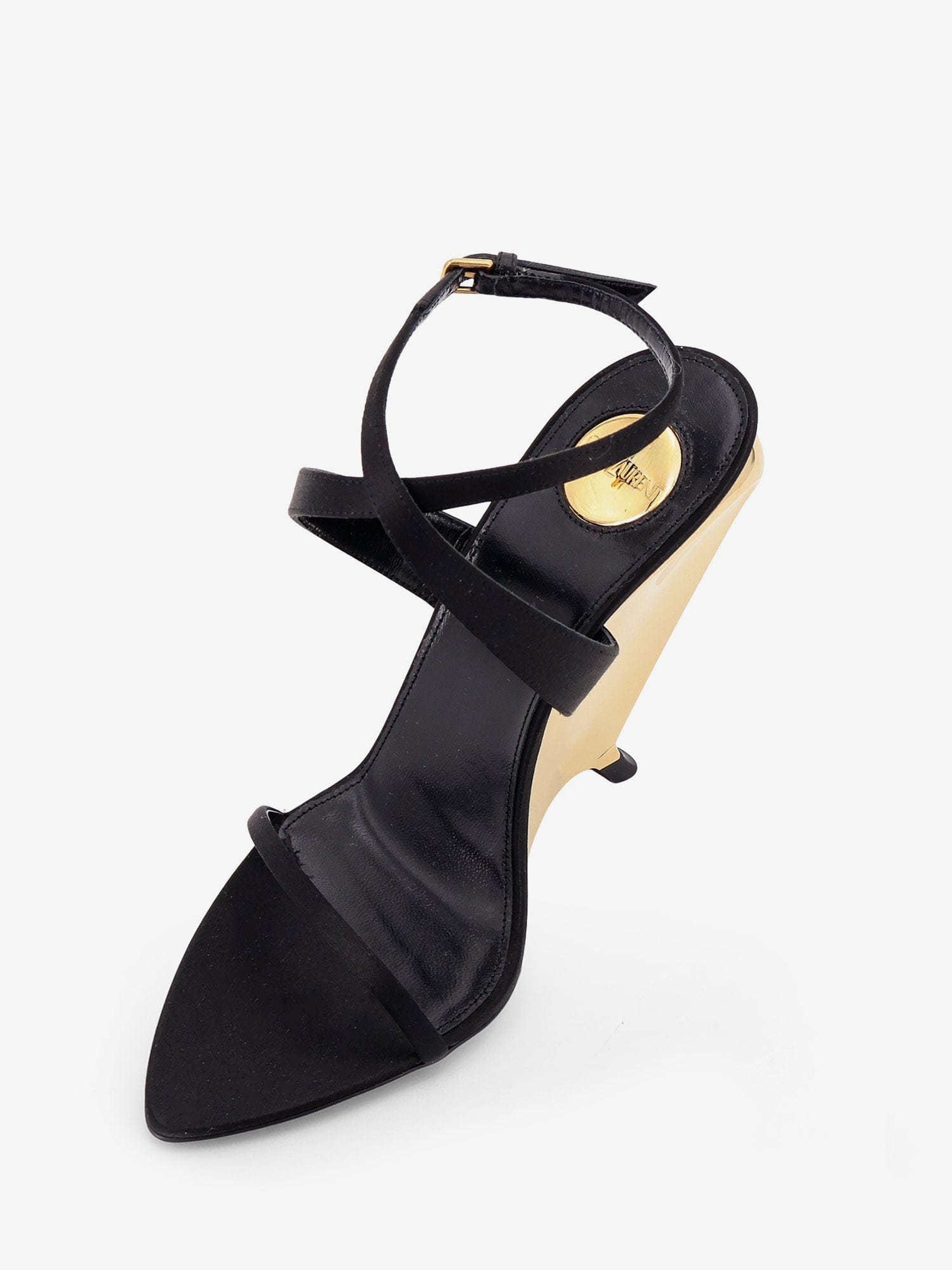 Saint Laurent Tallulah 110 satin sandals with sculptural wedge heel