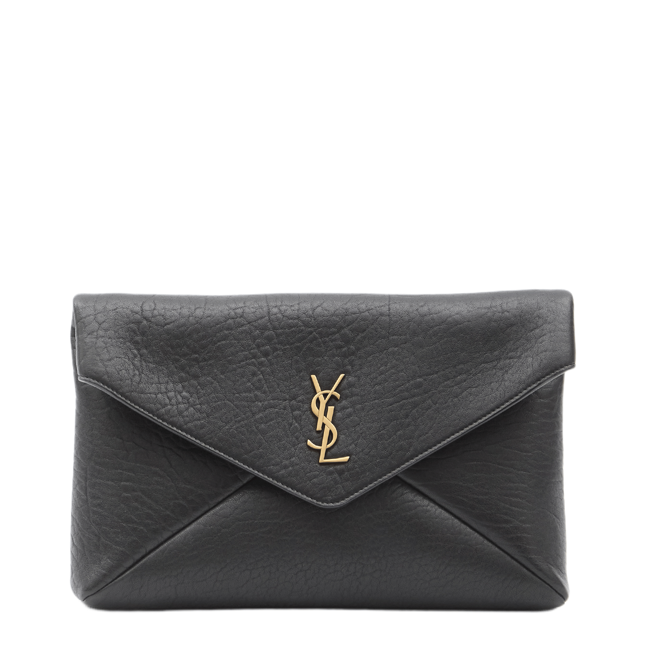 Saint Laurent Cassandre Medium Lambskin Pouch on Chain - Black