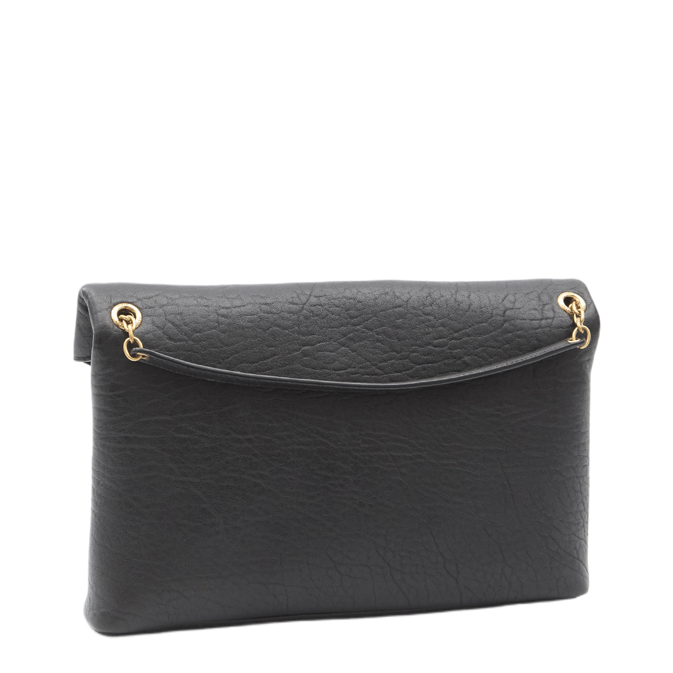Saint Laurent Cassandre Medium Lambskin Pouch on Chain - Black
