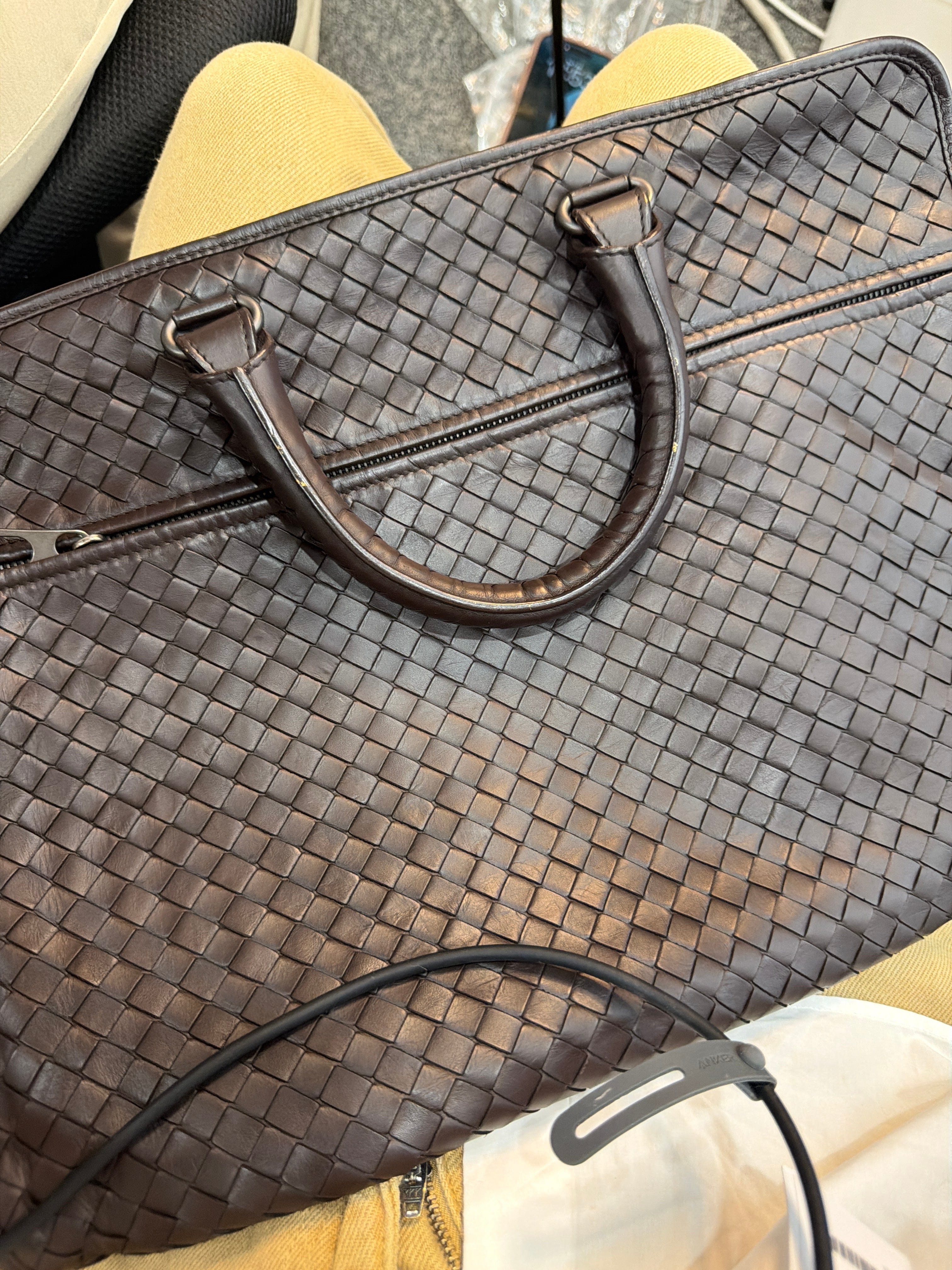 Bottega Veneta Leather Brown Intrecciato Business Bag B0629B4XVD