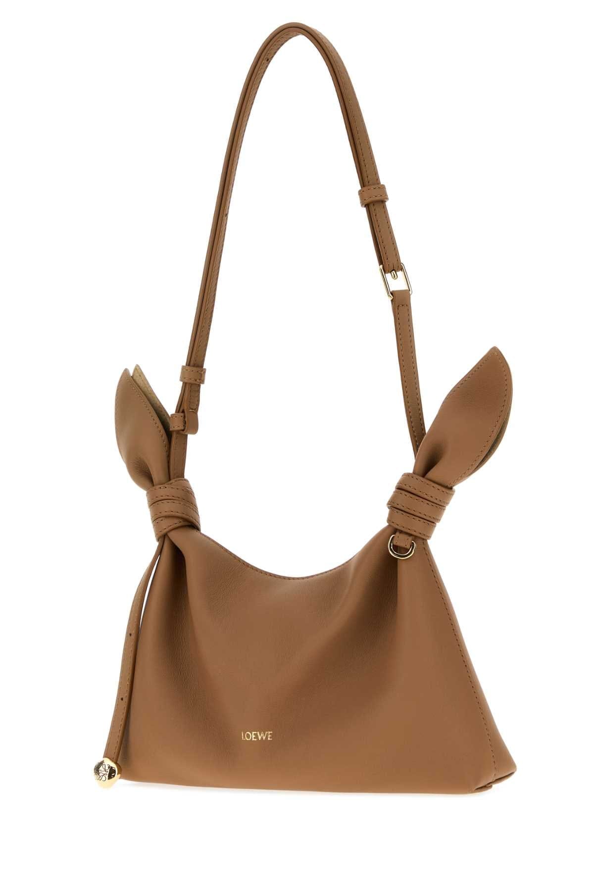 Loewe Women Camel Leather Mini Scarf Shoulder Bag