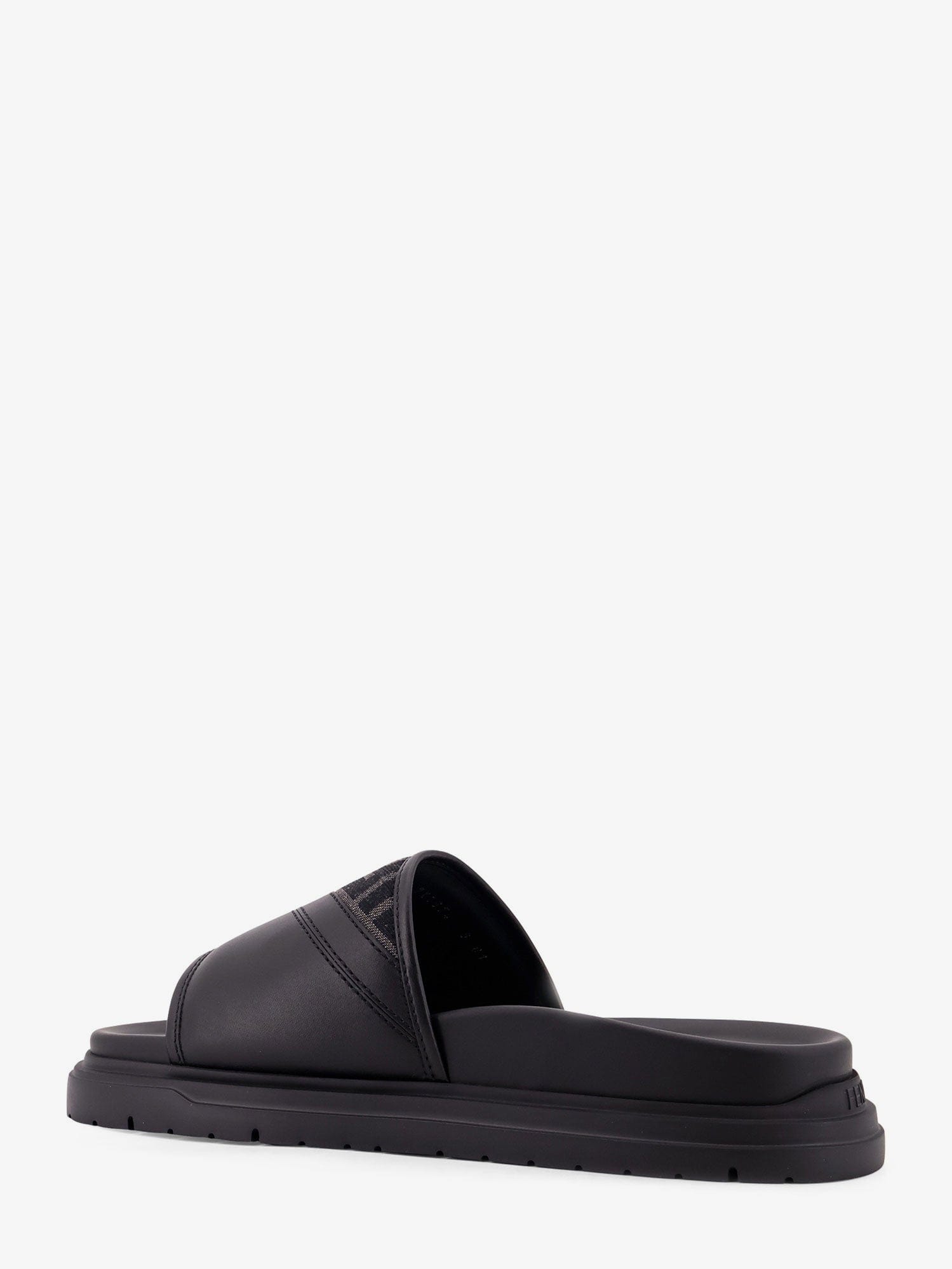 Fendi Low leather sandals with FF jacquard insert