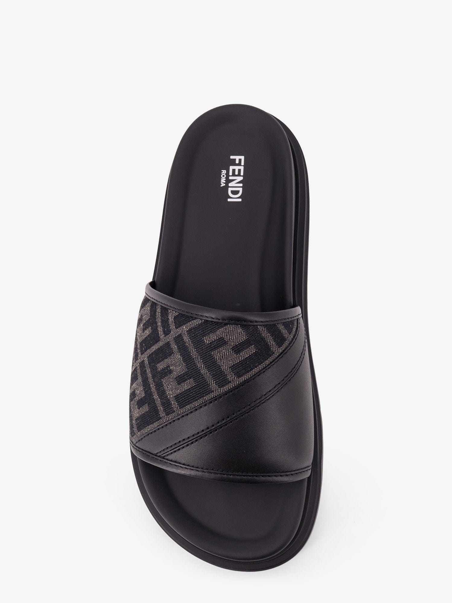 Fendi Low leather sandals with FF jacquard insert