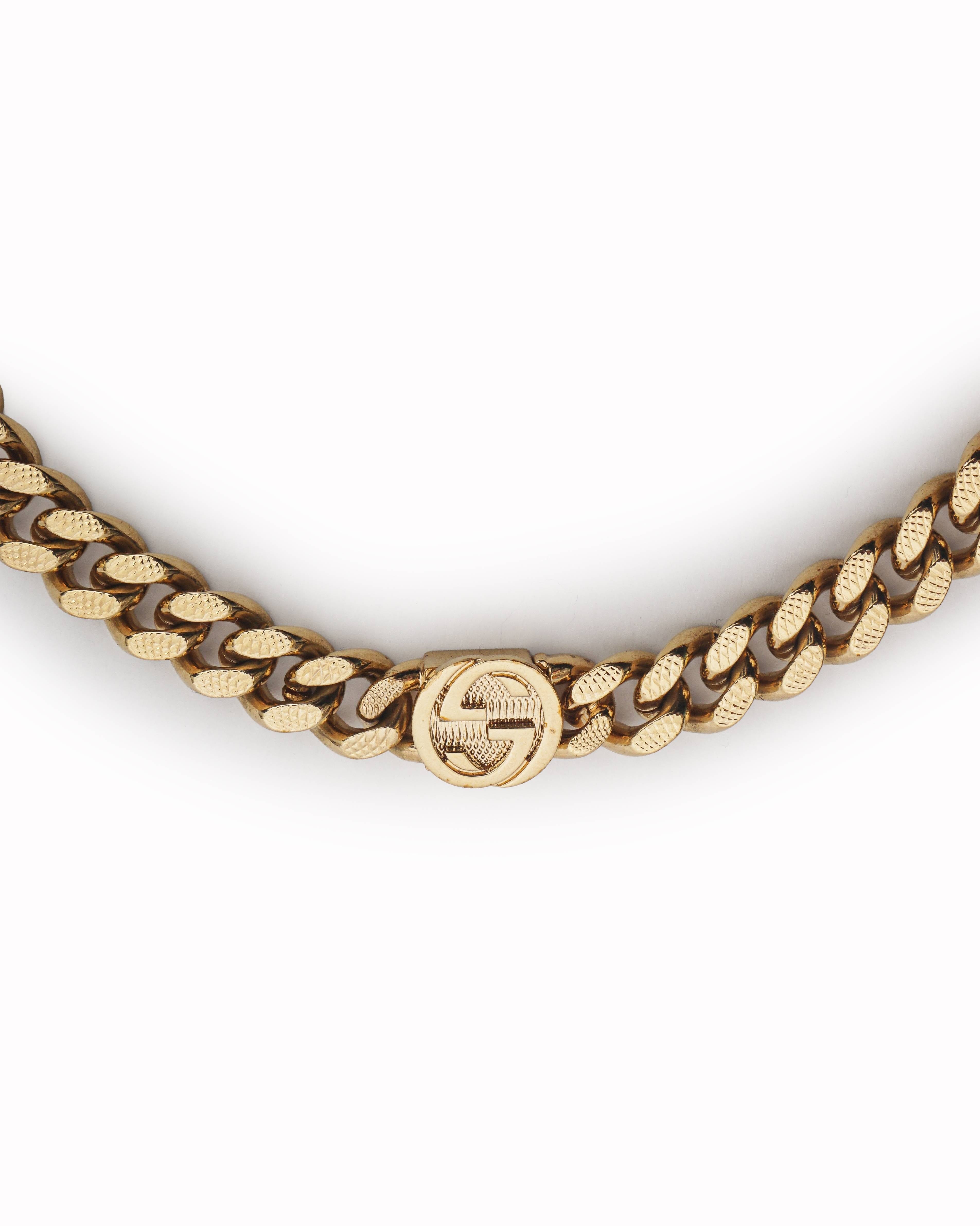 Gucci Gold - Toned Textured Interlocking G Chunky Chain Necklace