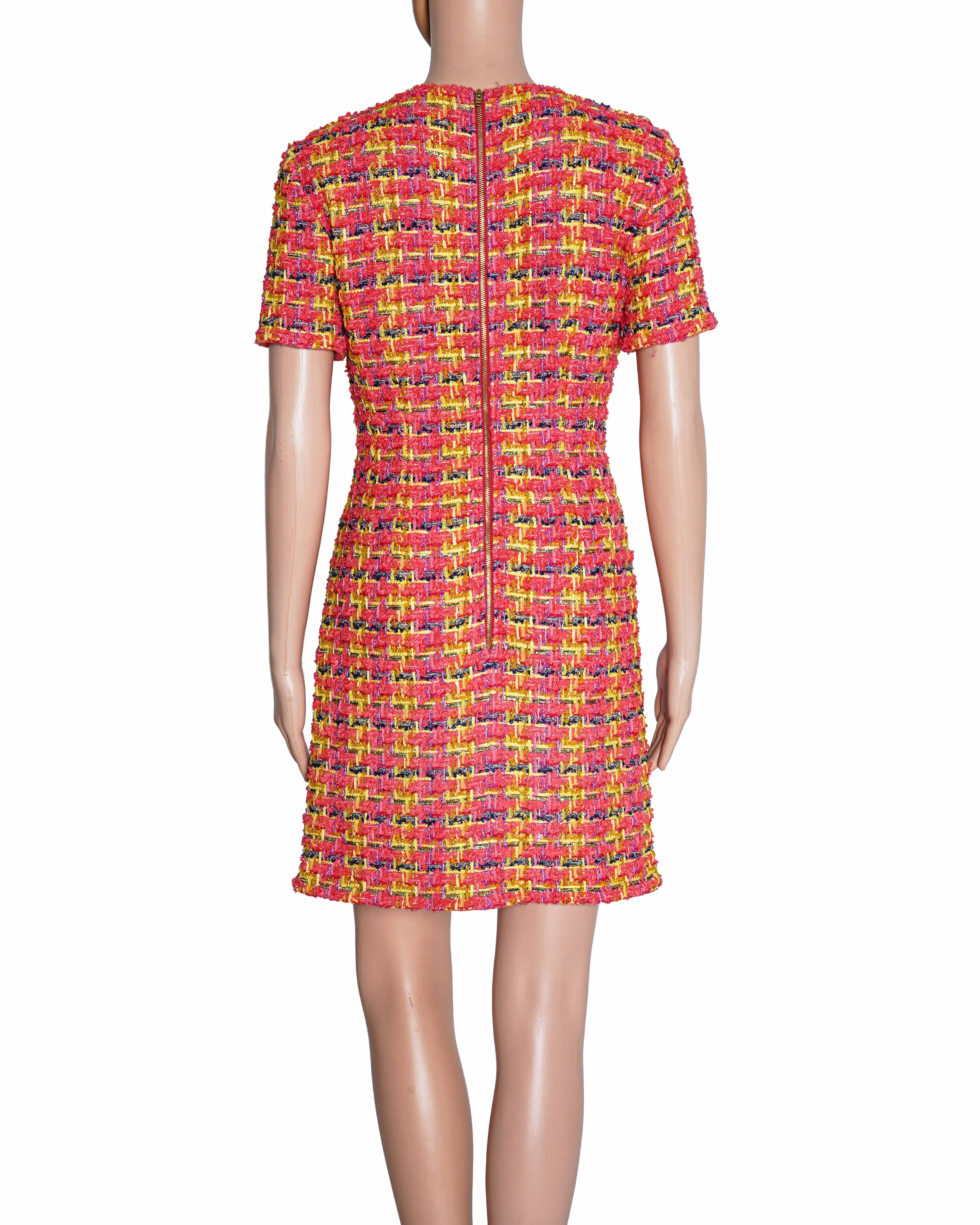 Gucci Round Neck Multicolor Lamé - Tweed Mini Dress