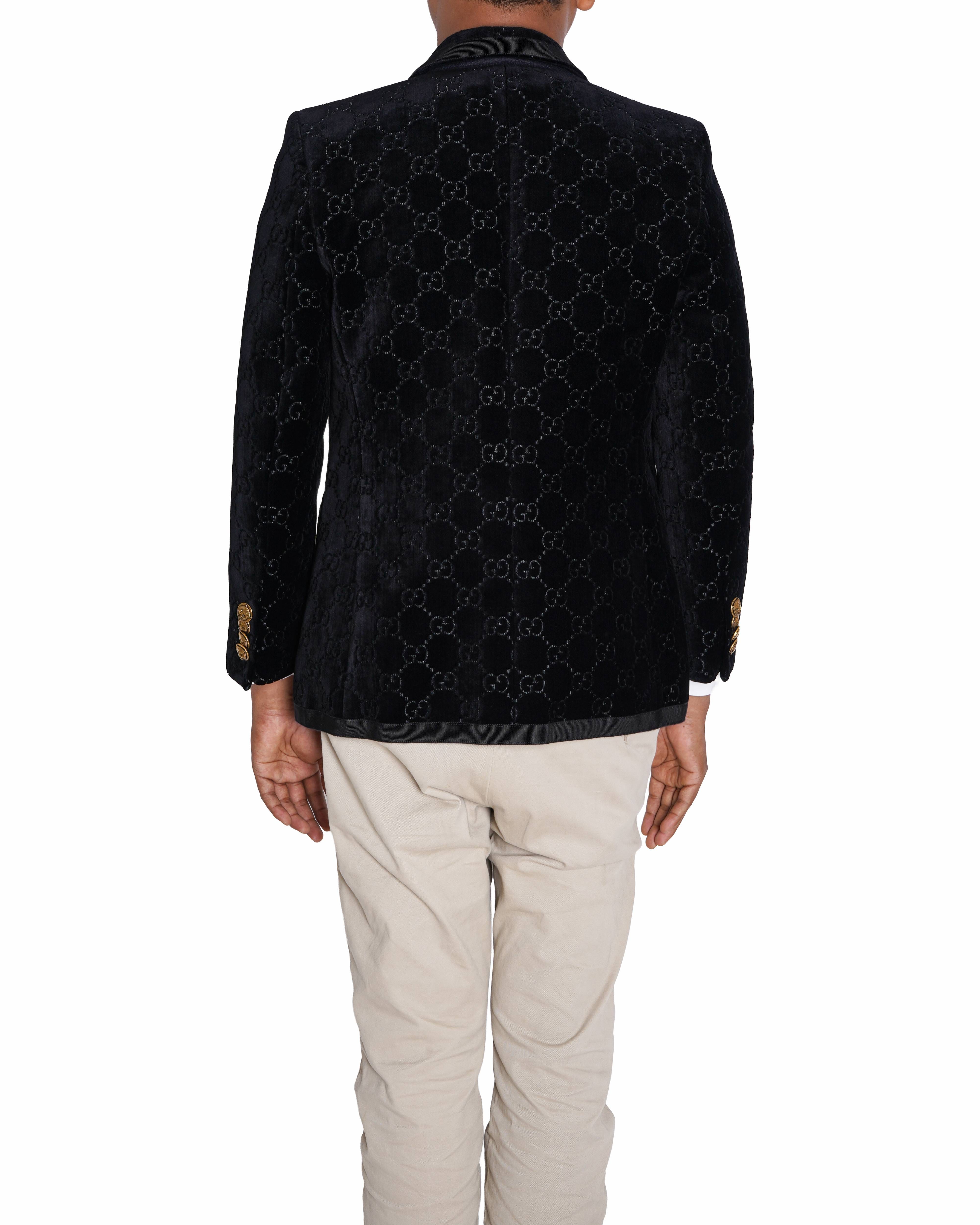 Gucci Black GG Monogram Velvet Blazer
