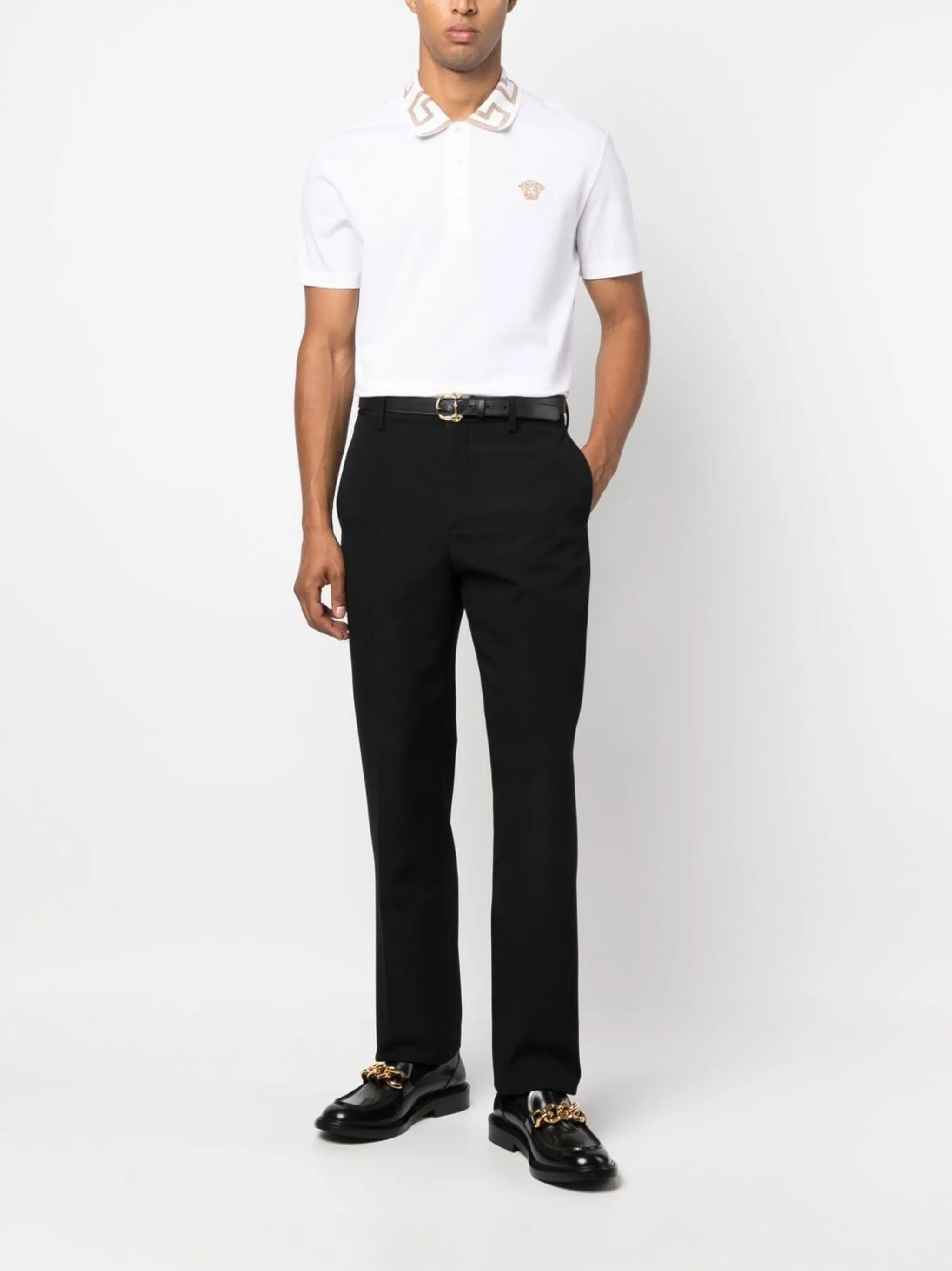 Versace Embroidered cotton polo shirt