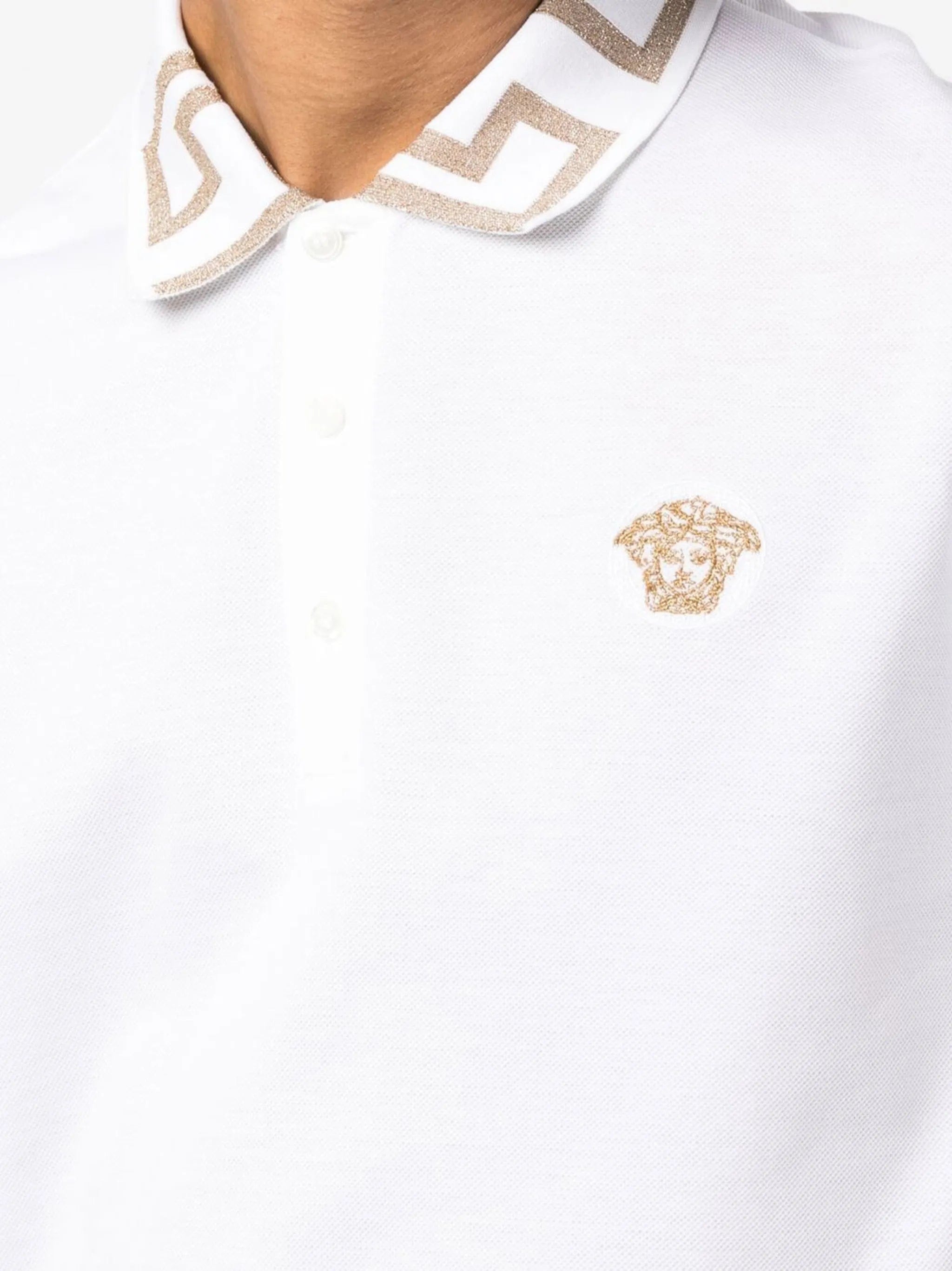 Versace Embroidered cotton polo shirt