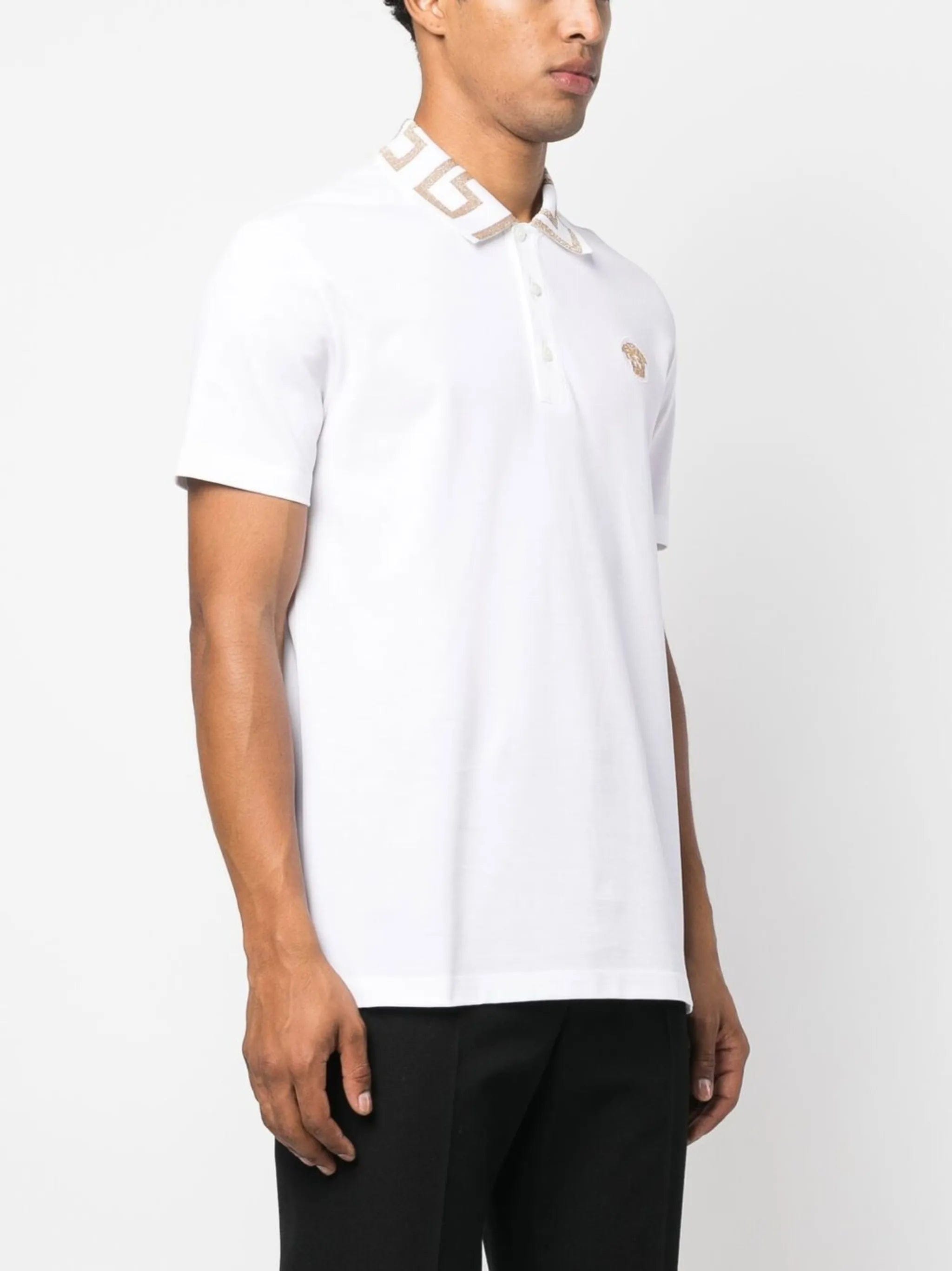 Versace Embroidered cotton polo shirt