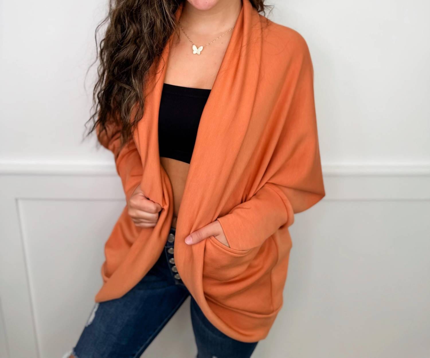 On Running On Your Level Long Sleeve Cardigan In Orange
