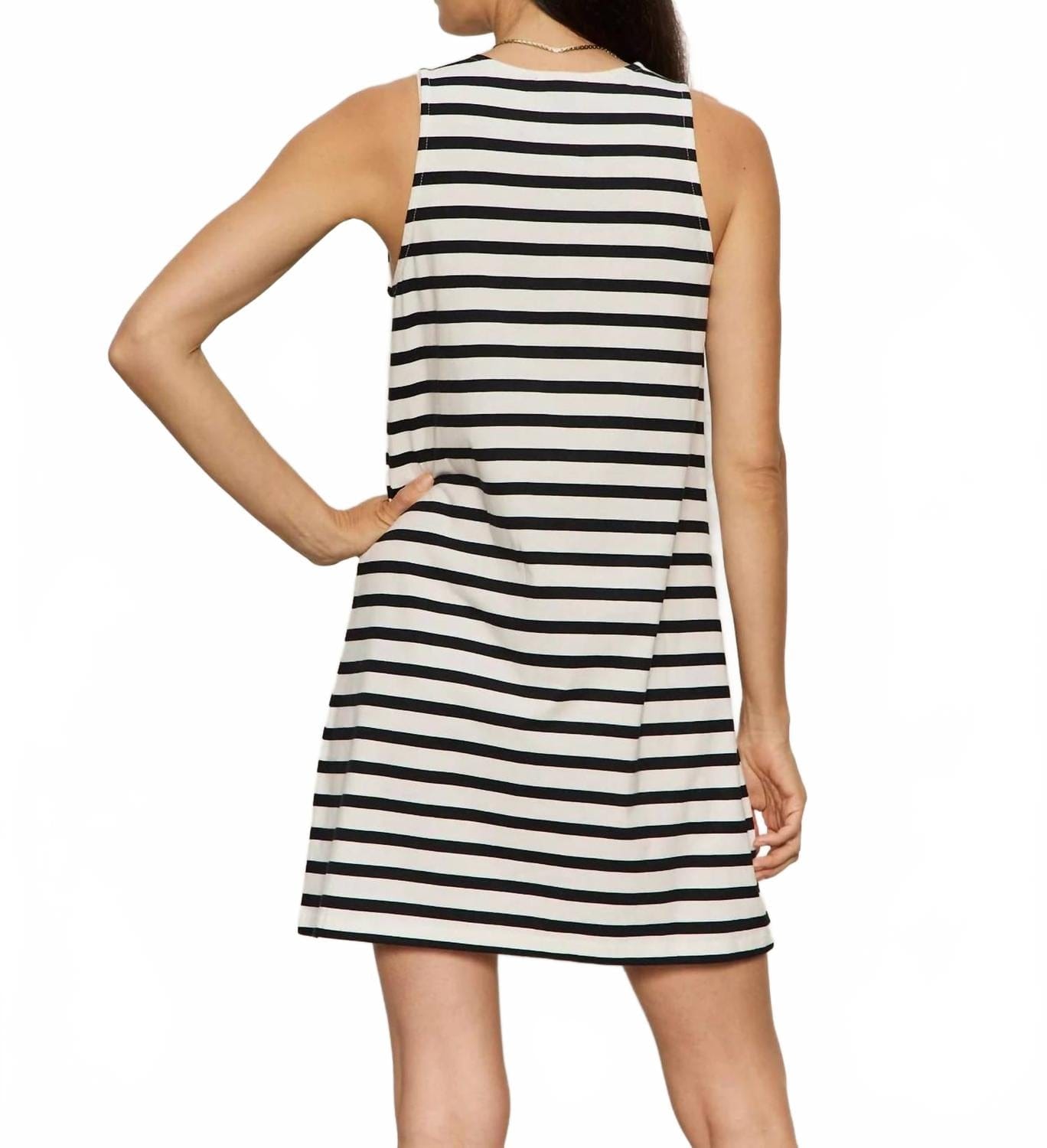 On Running On The Yacht Shift Dress In Chalk & Black Stripe