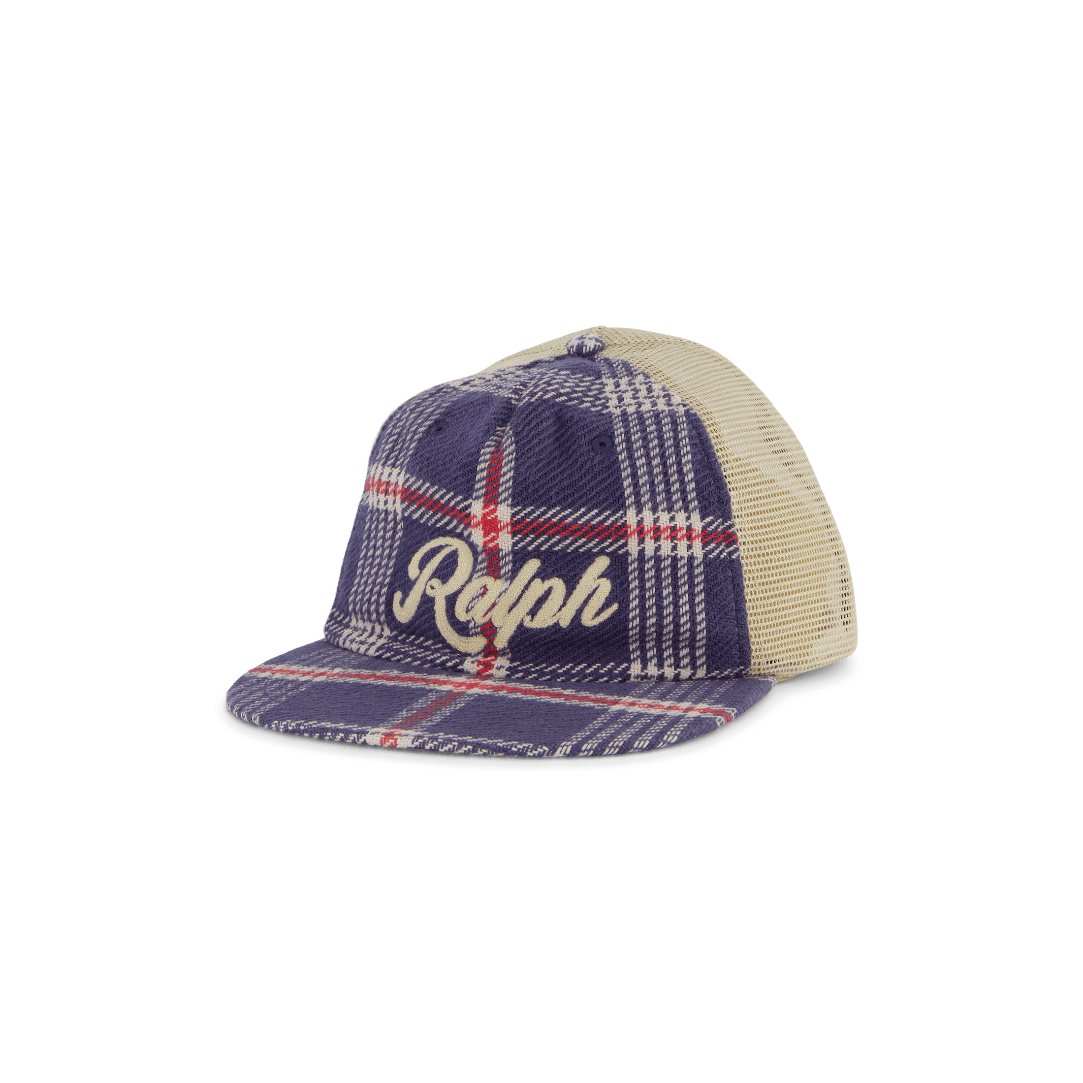 Polo Ralph Lauren Embroidered Plaid Trucker Cap Navy/Off White Multi
