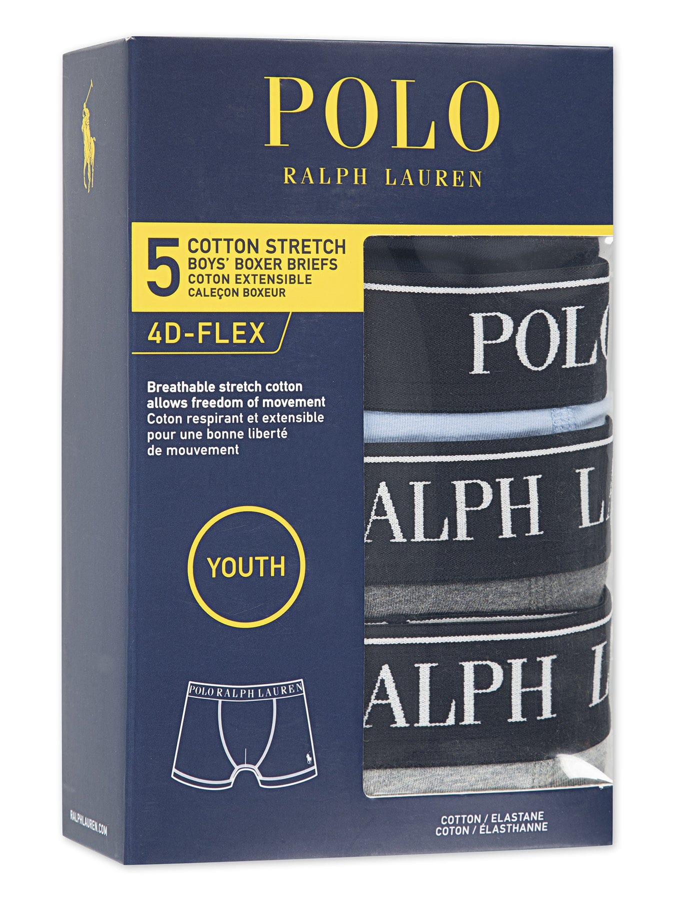 Polo Ralph Lauren Kids' Cotton Stretch 5 Pack Boxers