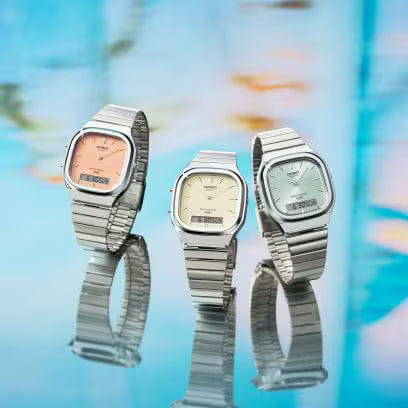 Casio Vintage AQ - 240E - 4A – Silver/Peach Analog - Digital