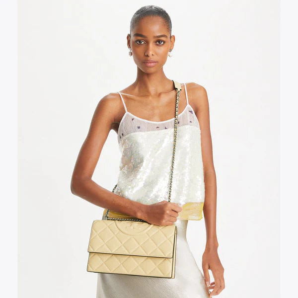 Tory Burch Fleming Shoulder Bag Vanilla Soft Serve