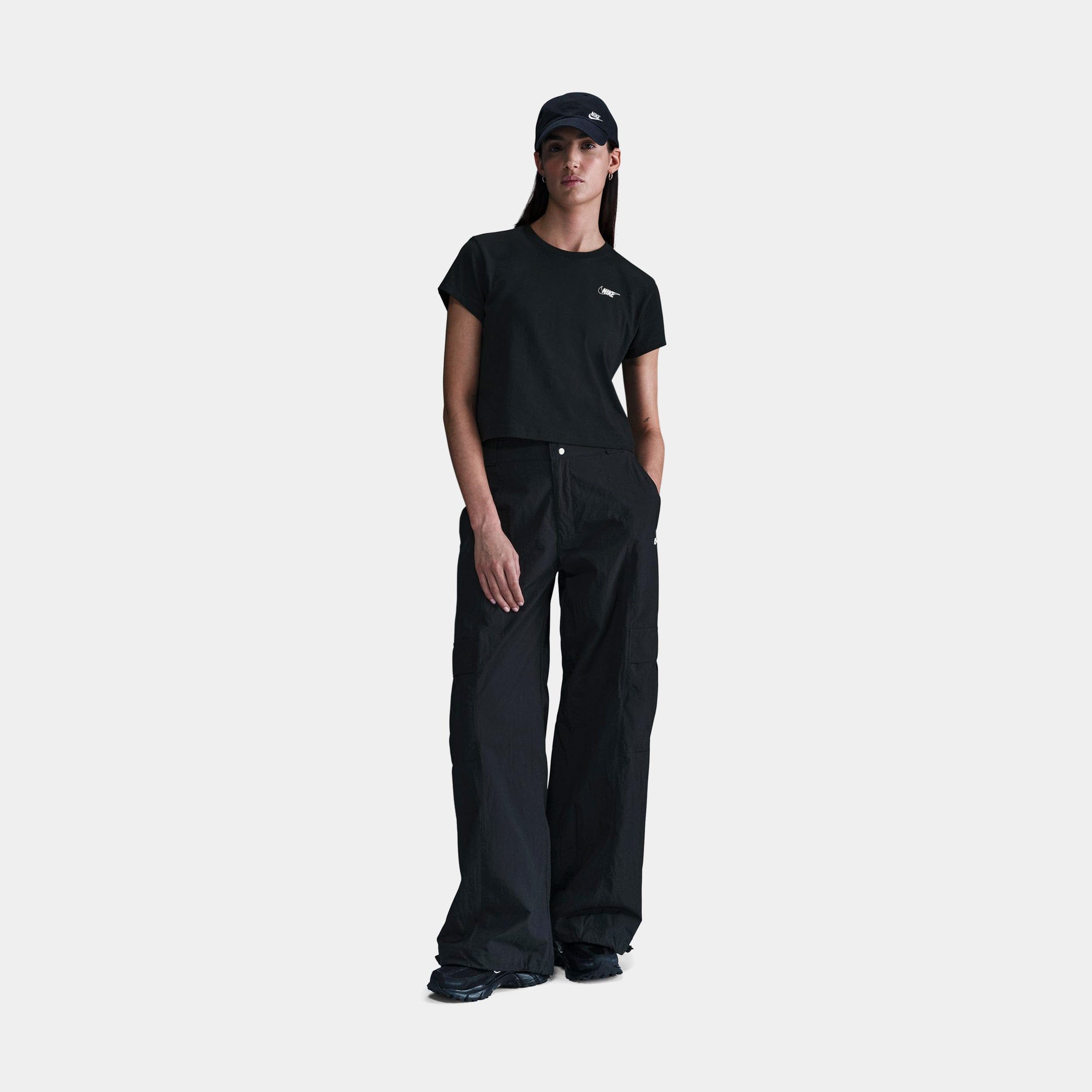 Nike NSW Club Cropped Womens Short Sleeve Shirt (Black/White)