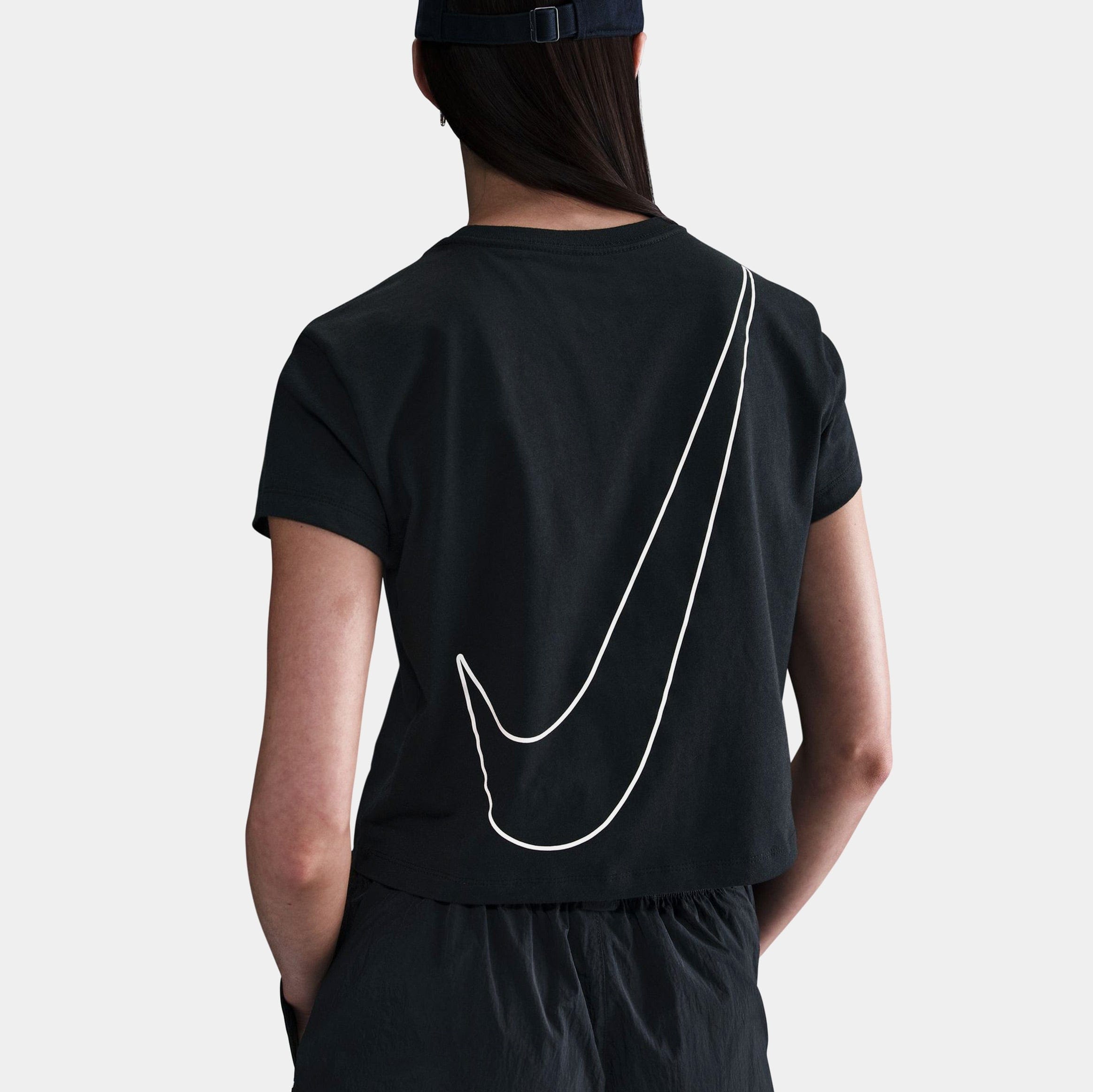 Nike NSW Club Cropped Womens Short Sleeve Shirt (Black/White)