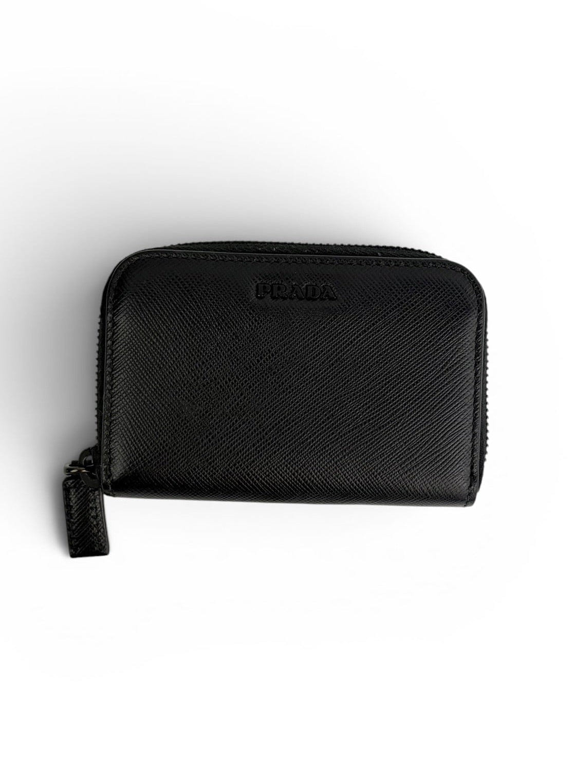 Prada Black Saffiano Leather Zip Coin Purse