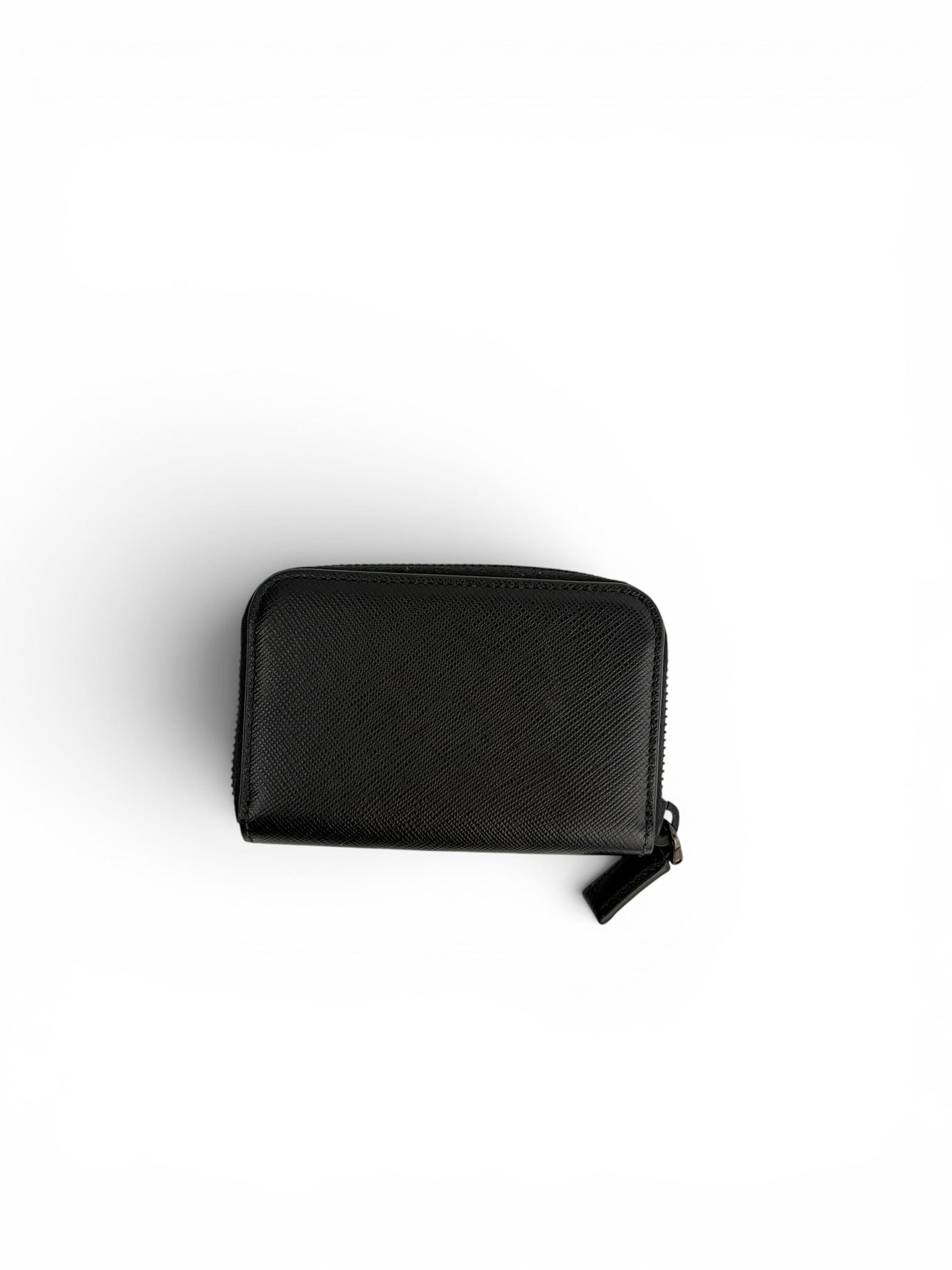 Prada Black Saffiano Leather Zip Coin Purse
