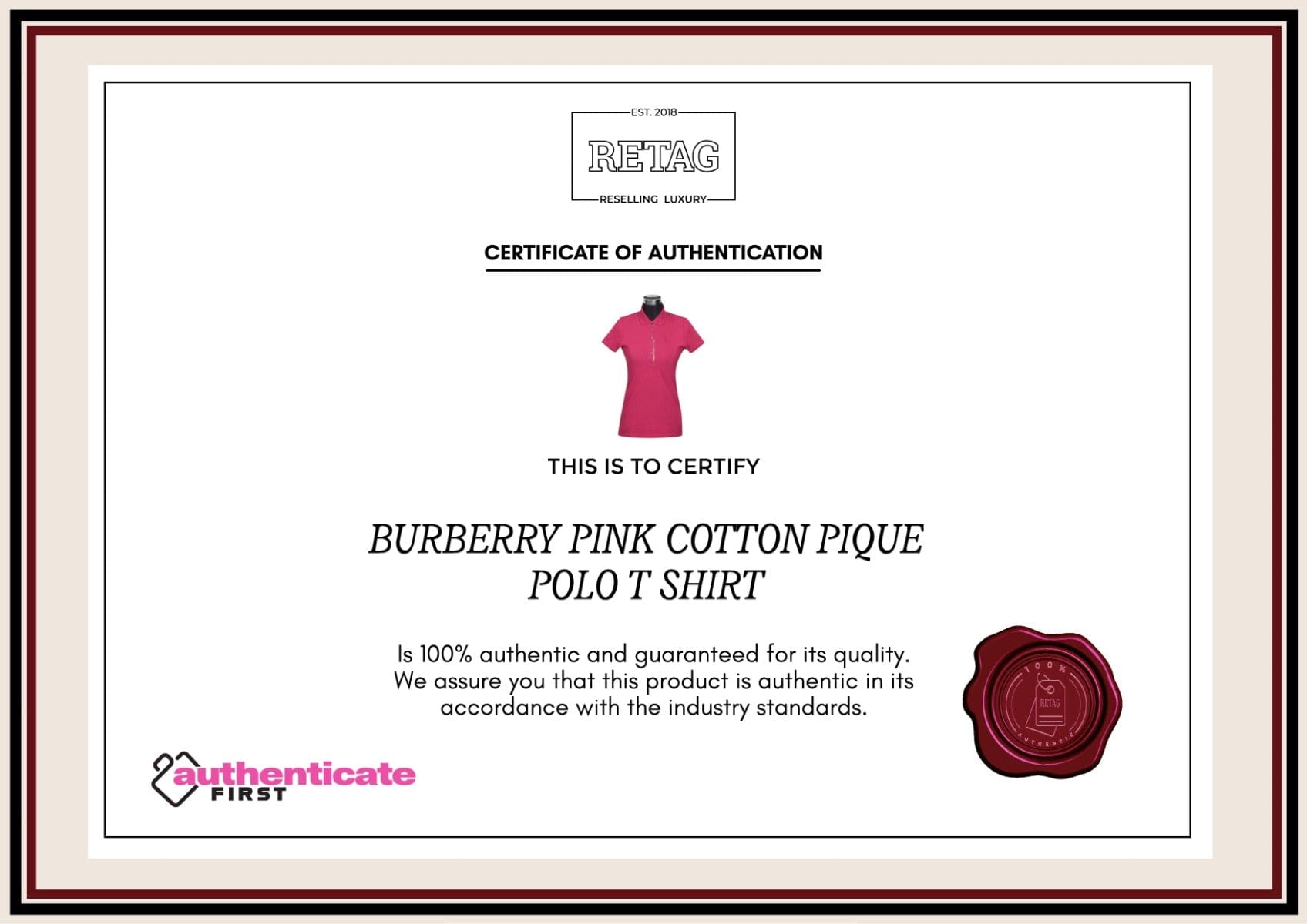 Burberry Pink Cotton Pique Polo T-Shirt