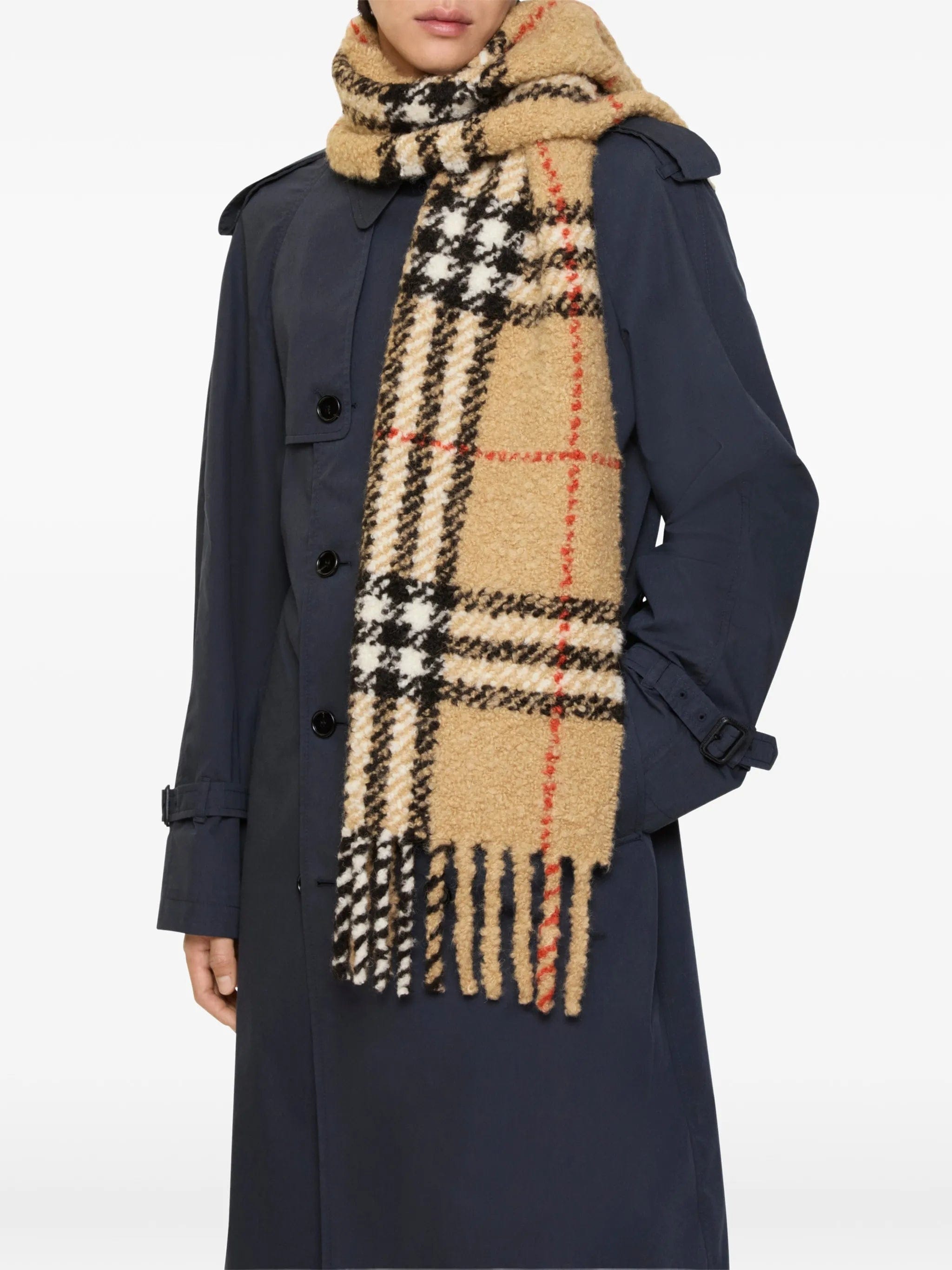 Burberry check alpaca wool - blend bouclé scarf