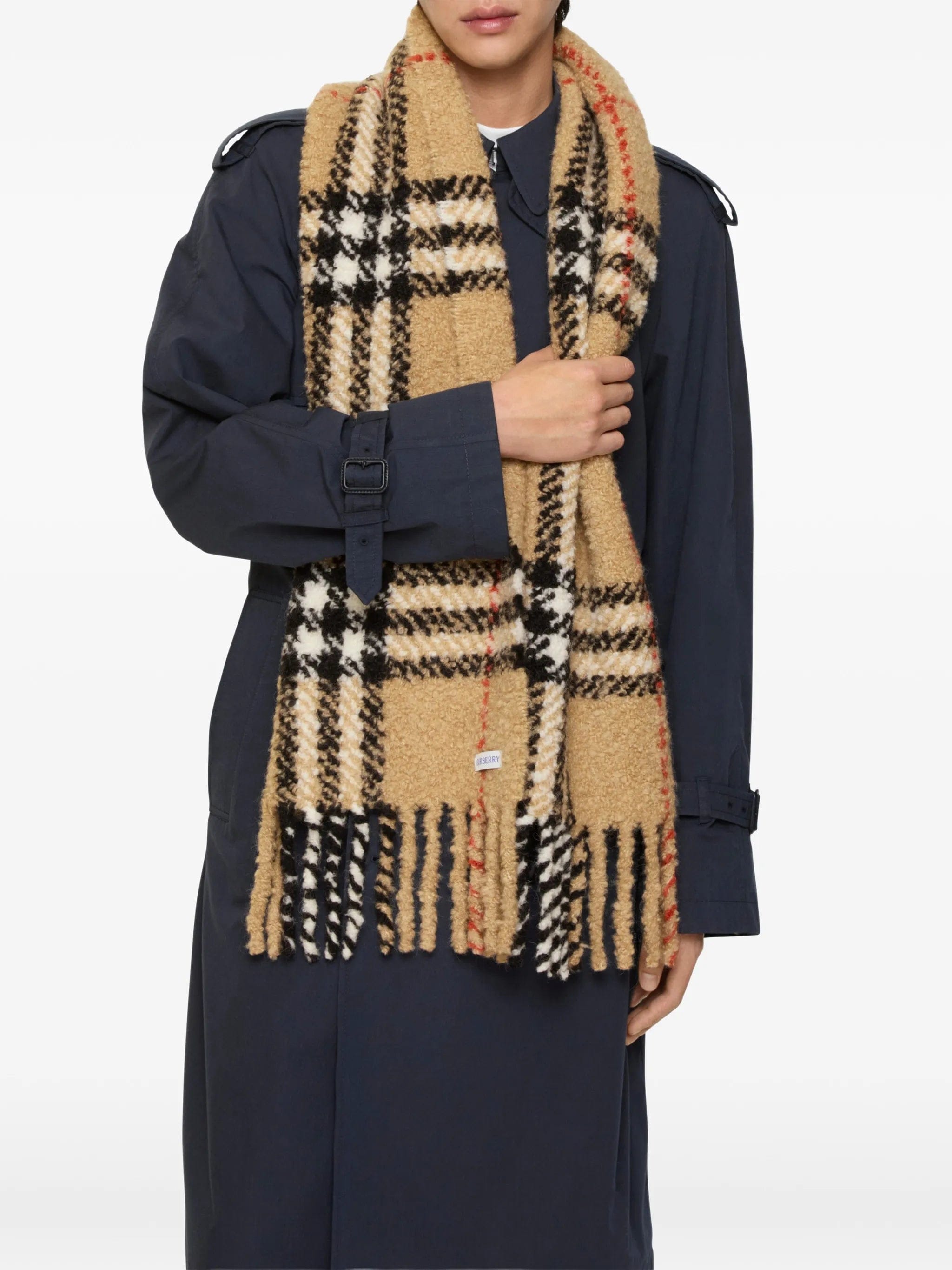 Burberry check alpaca wool - blend bouclé scarf