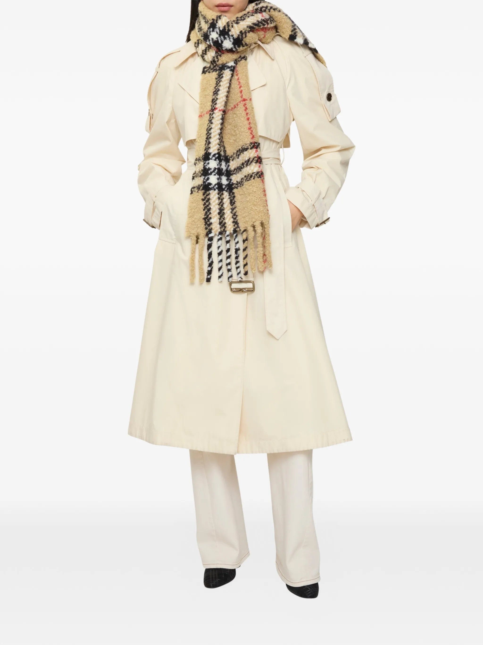Burberry check alpaca wool - blend bouclé scarf