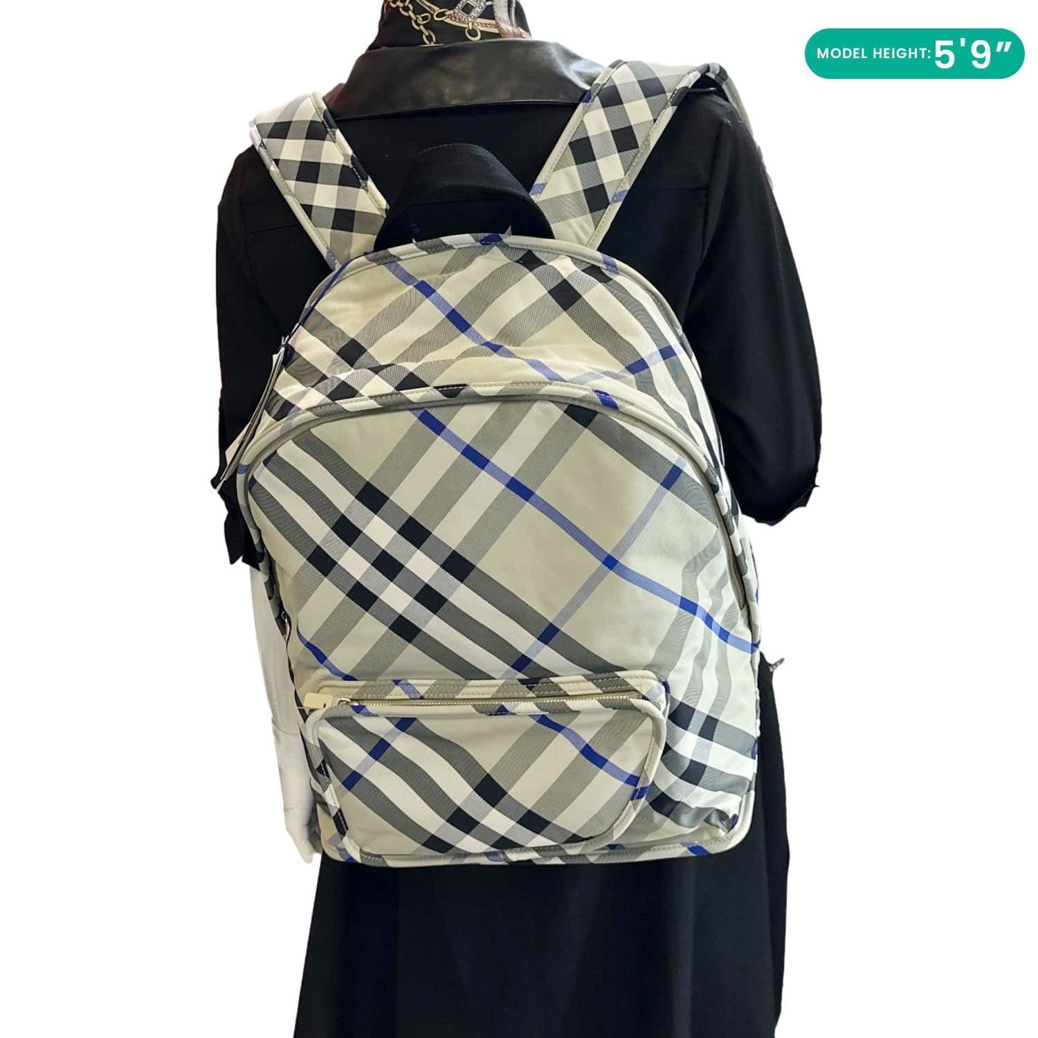 BURBERRY Shield Check Nylon Backpack Grey