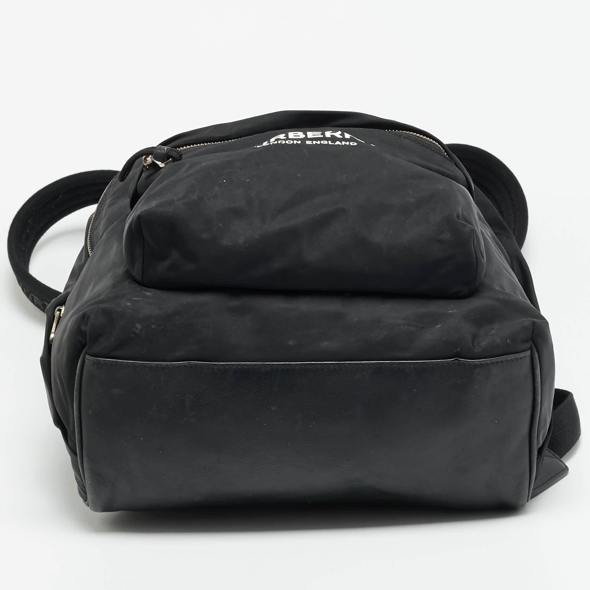Burberry Black Nylon Logo Print Backpack