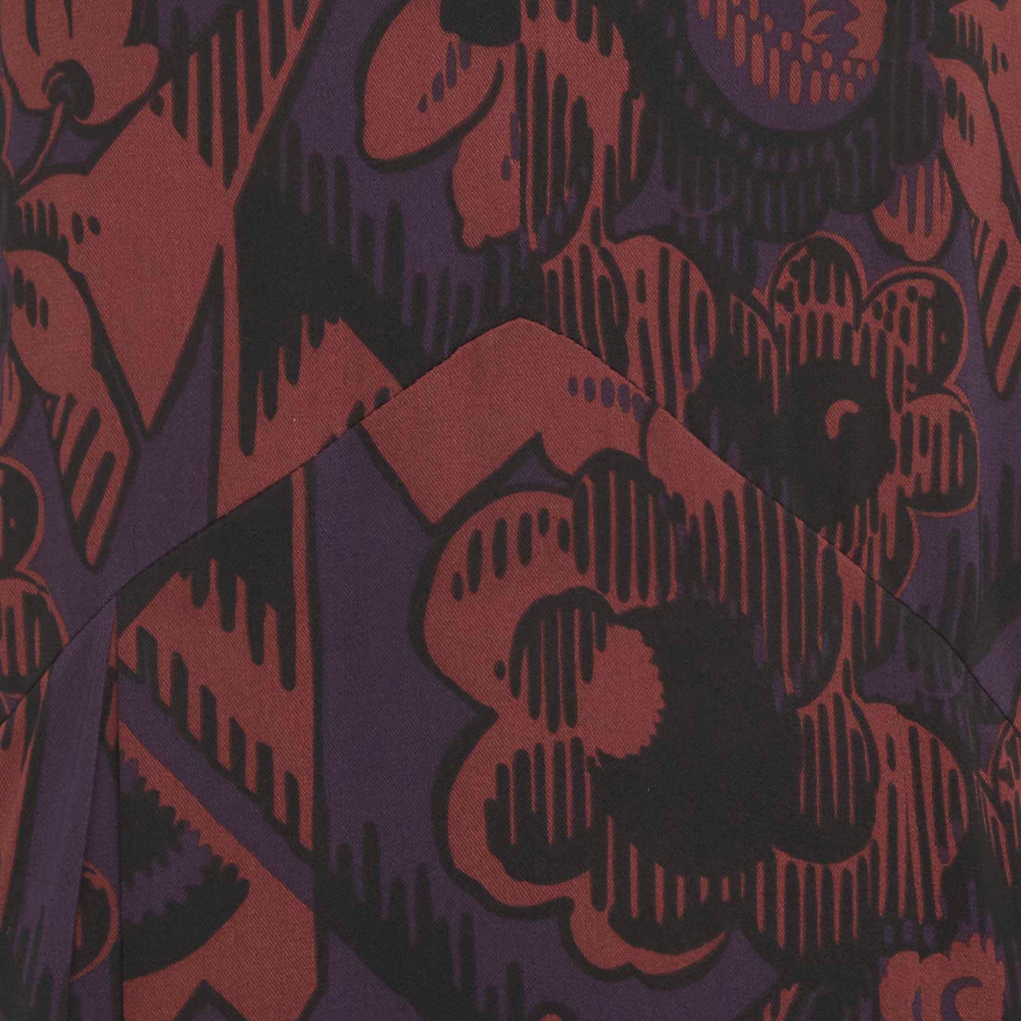 Burberry Purple Floral Print Silk Midi Dress