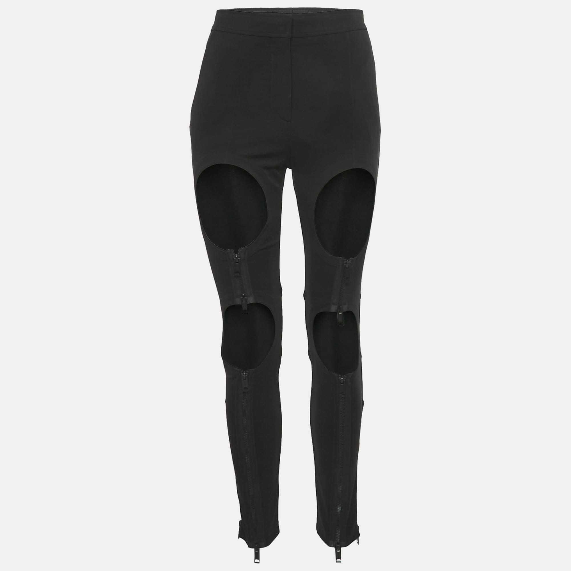 Burberry Black Crepe Cut - Out Zipper Detail Trousers