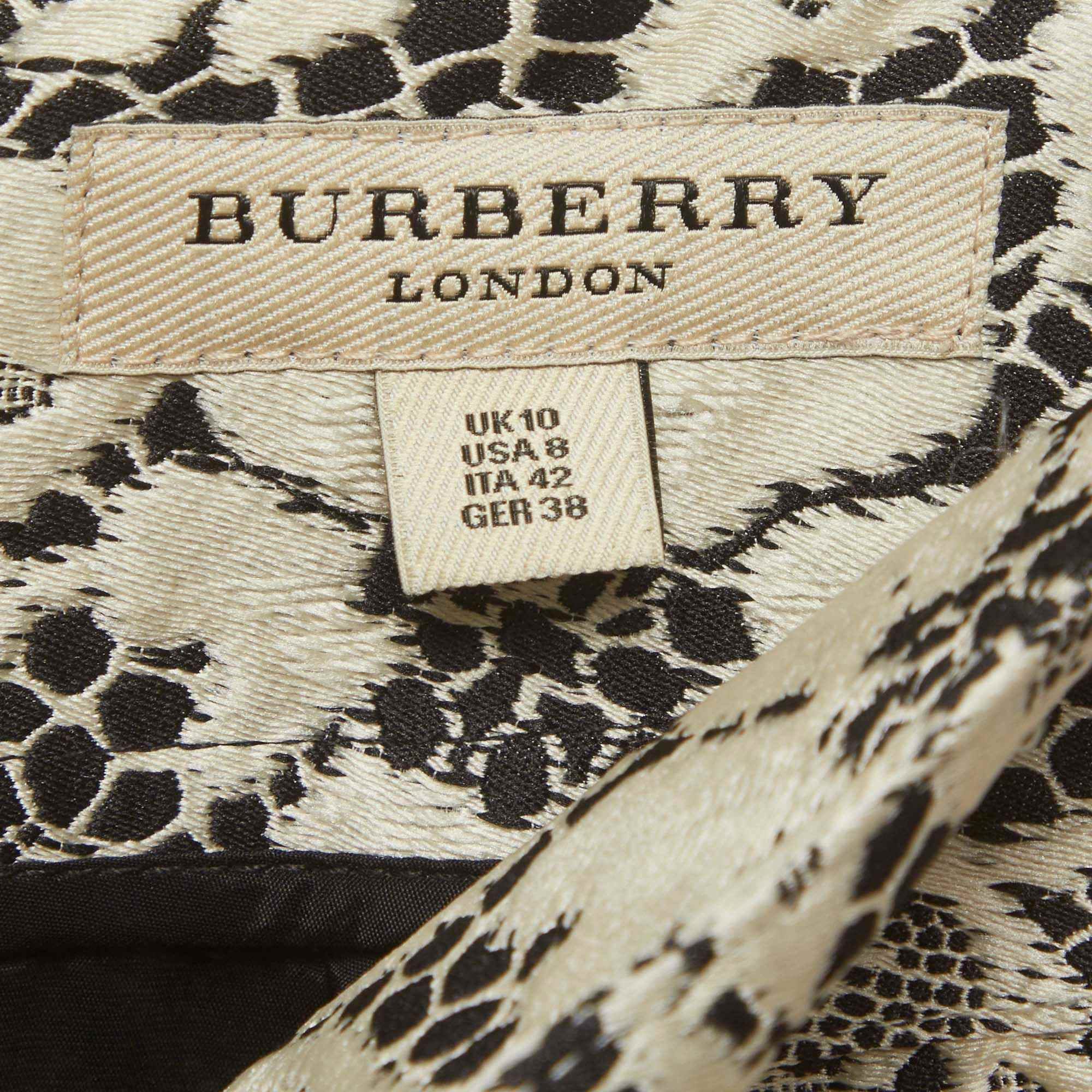 Burberry London Black/off - White Brocade Lace Pencil Skirt