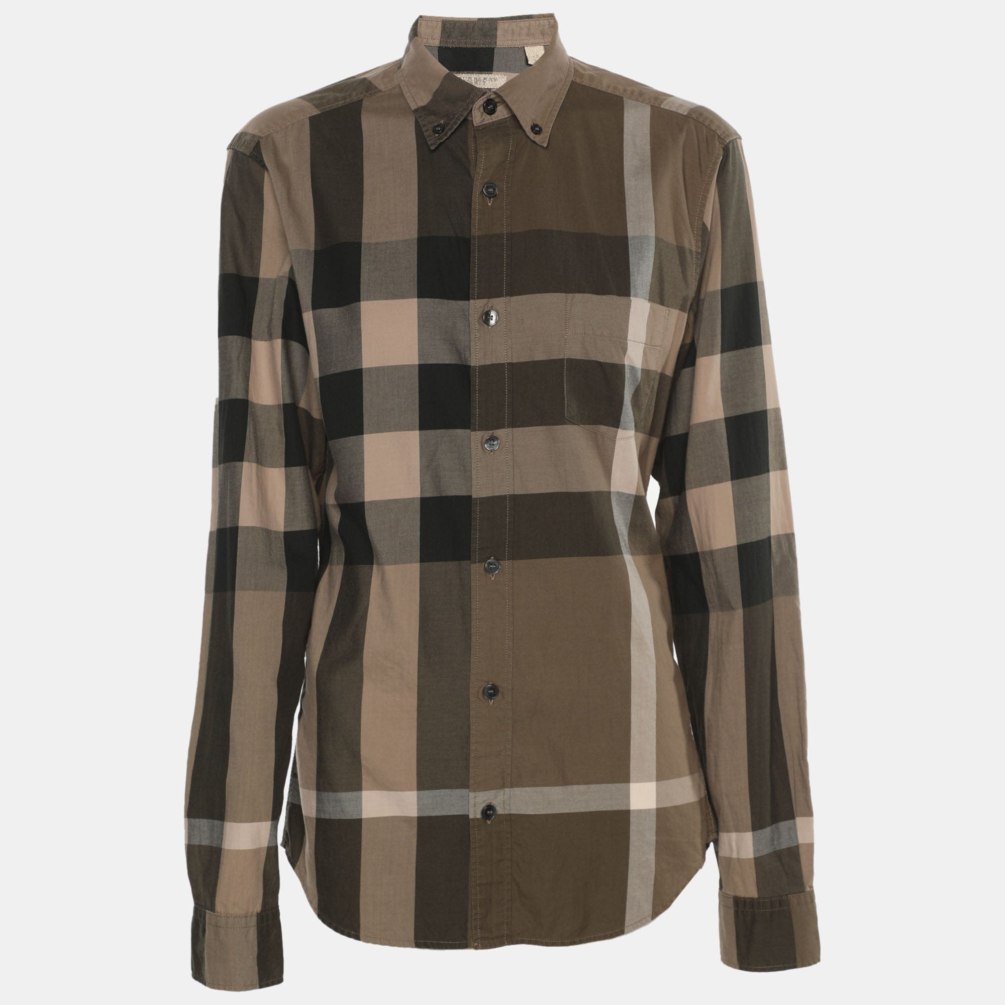 Burberry Brit Beige/khaki Checked Cotton Long Sleeve Shirt